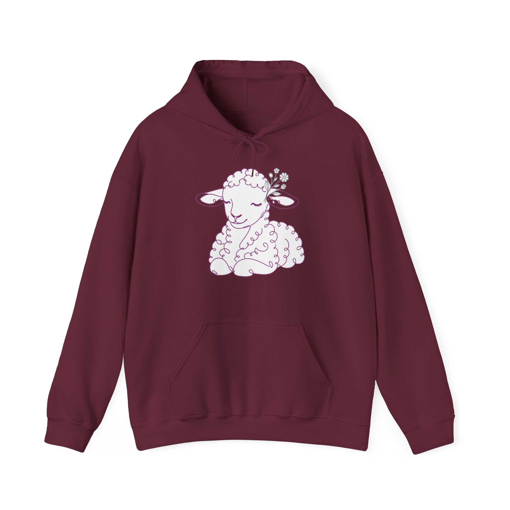 Matching Couple Sweatshirt - Lion & Lamb Matching Couple Hooded Sweatshirt Minimalist Art His Hers Valentine Gift - Design B