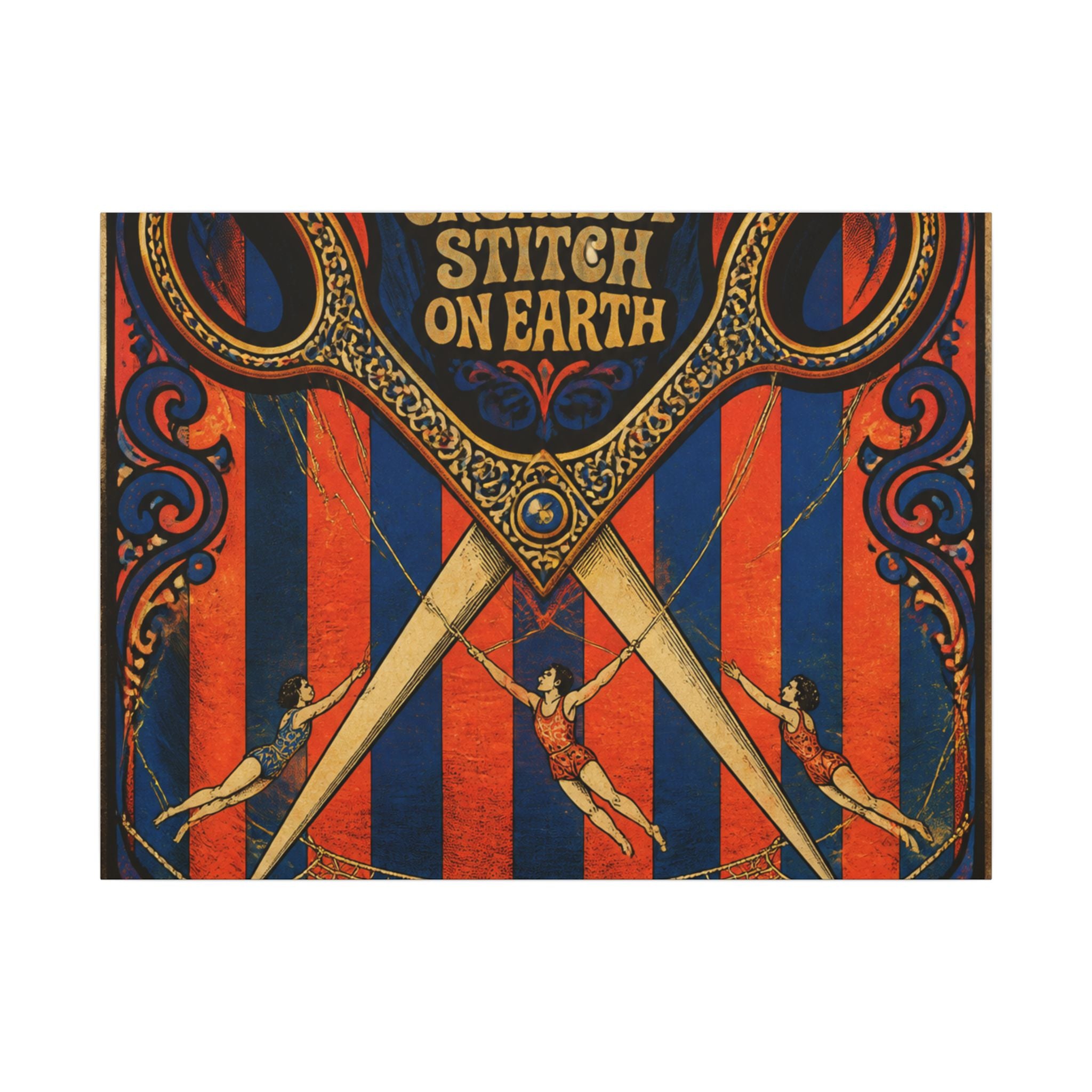 Giant Scissors Trapeze Wall Art Canvas 24×36 Psychedelic Dining Room Decor Maximalist Print
