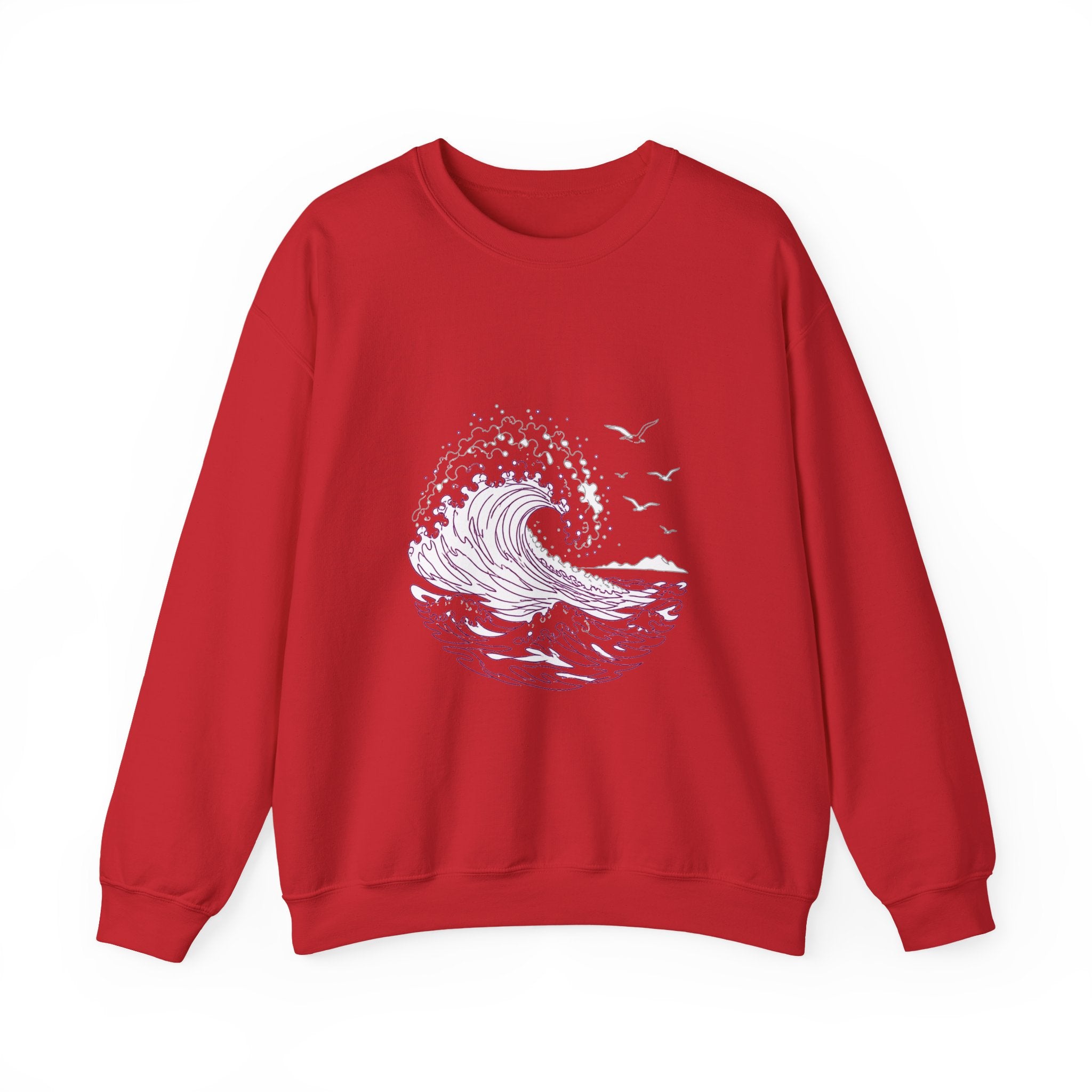 Matching Couple Sweatshirt - Mountain & Ocean Matching Couple Crewneck Sweatshirt Minimalist Art His Hers Valentine Gift - Design B