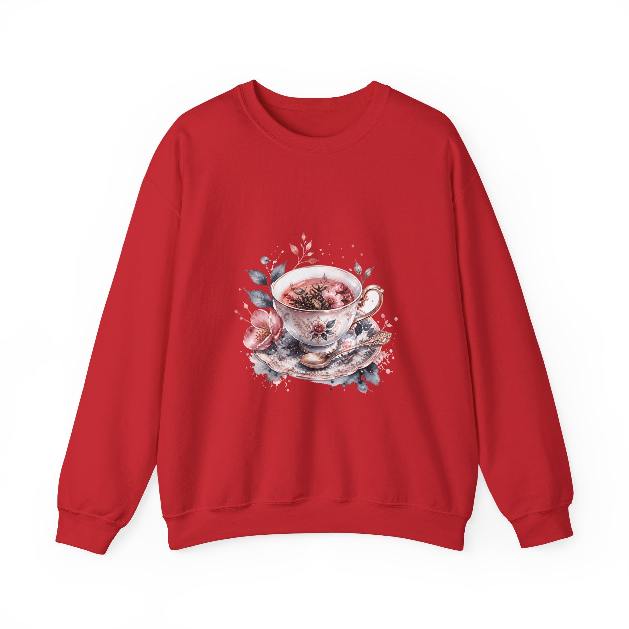 Matching Couple Sweatshirt - Coffee & Tea Matching Couple Premium Fleece Sweatshirt Watercolor Art His Hers Birthday Gift - Design B