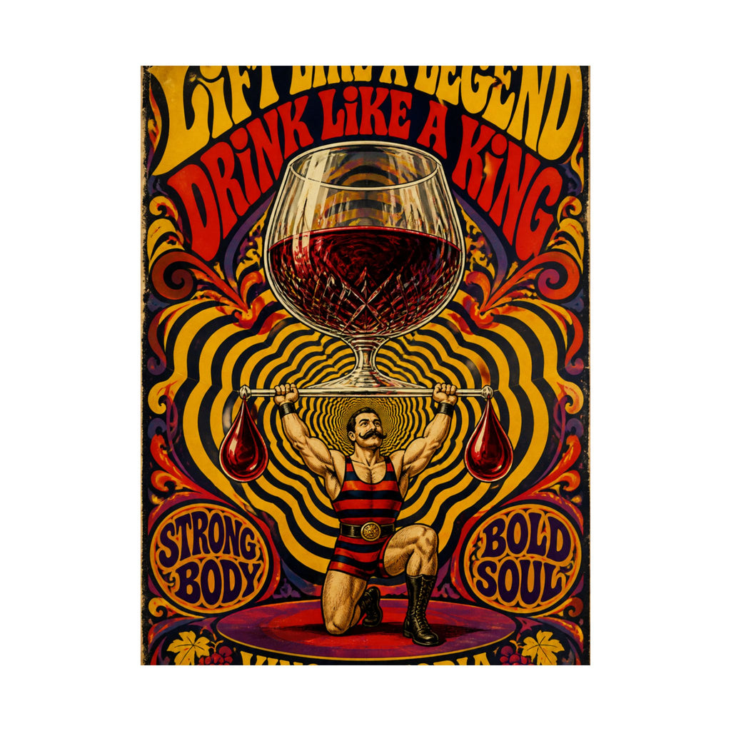 Wine Glass Strongman Wall Art Poster 18×24 Psychedelic Cafe Decor Maximalist Print