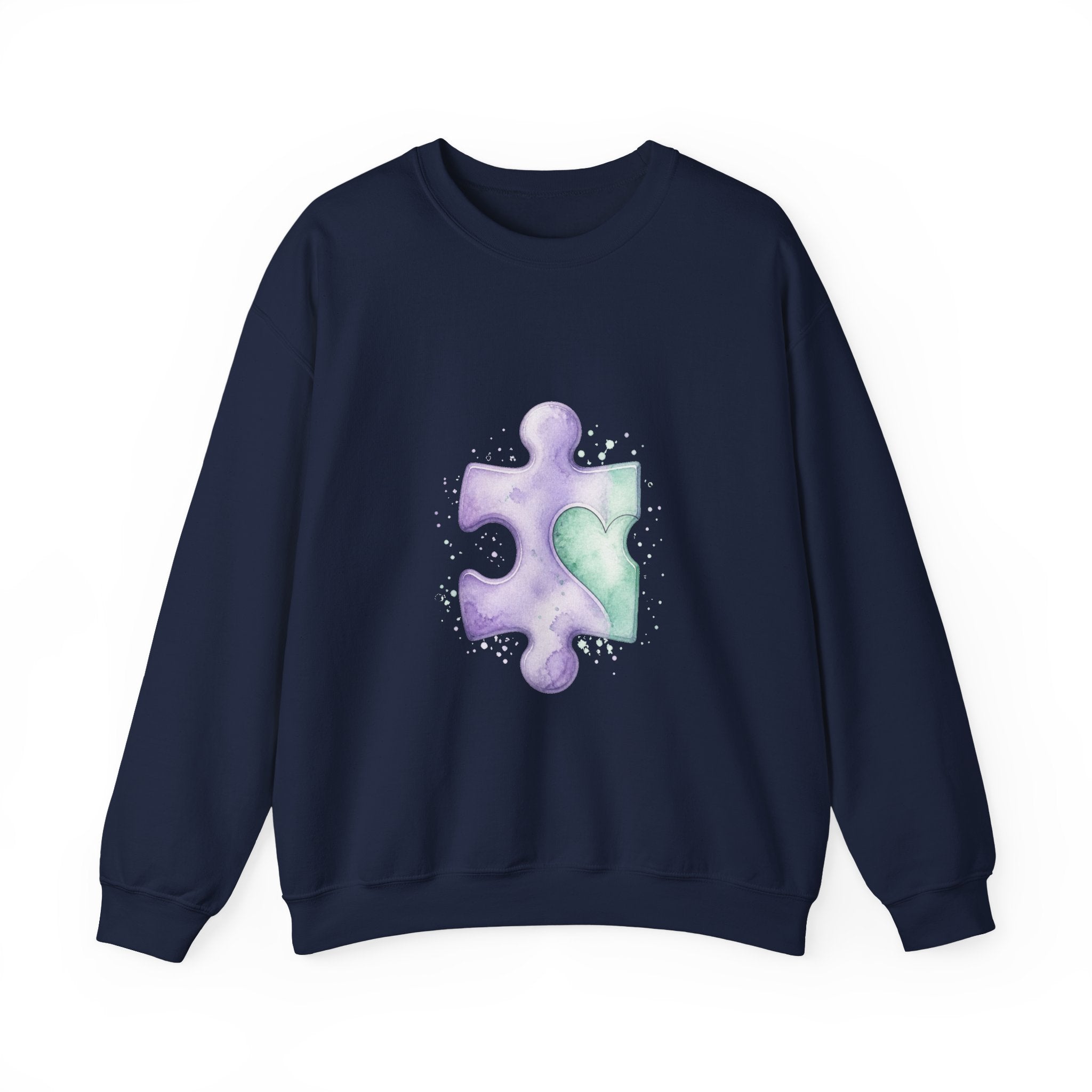 Matching Couple Sweatshirt - Puzzle Pieces Matching Couple Comfort Colors Crew Watercolor Art His Hers Birthday Gift - Design A