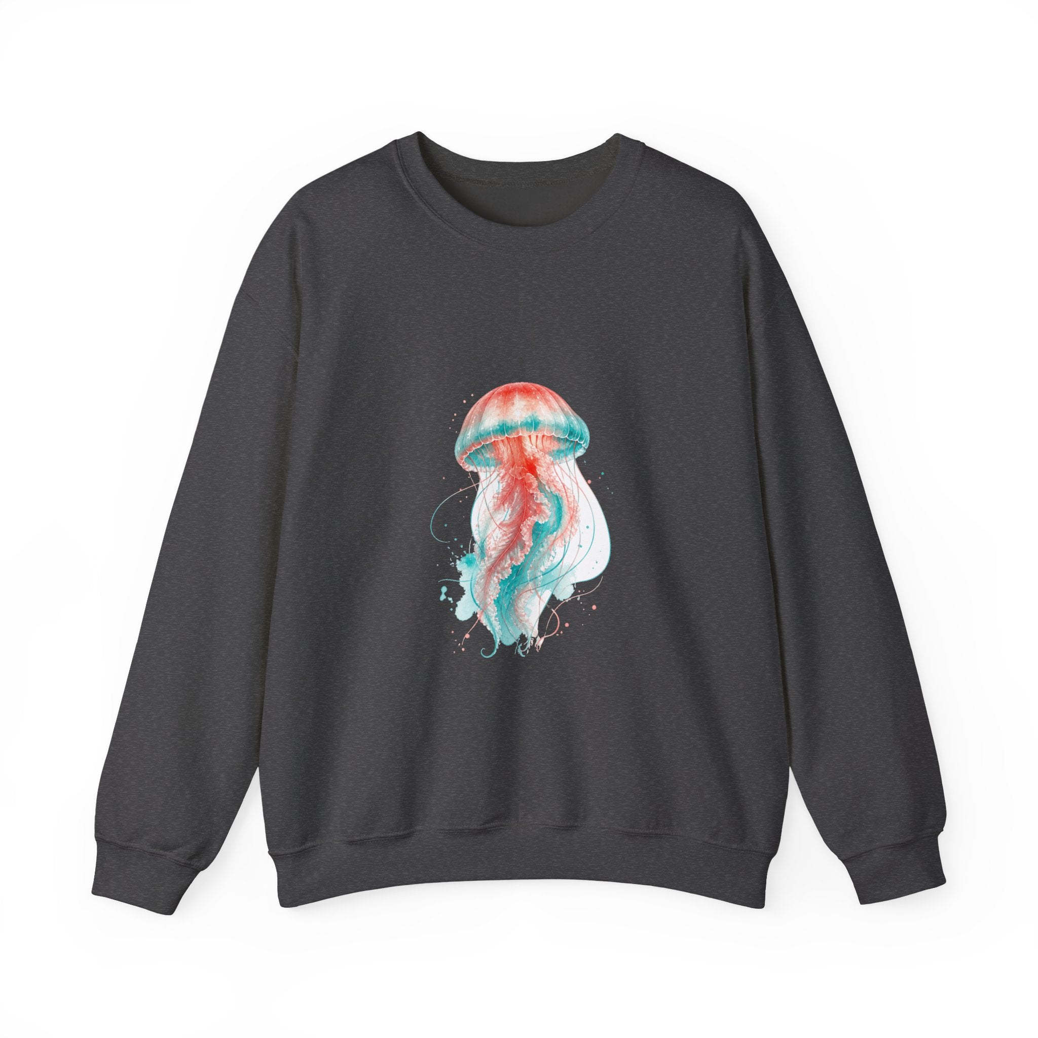 Matching Couple Sweatshirt - Octopus & Jellyfish Matching Couple Premium Fleece Sweatshirt Watercolor Art His Hers Birthday Gift - Design B