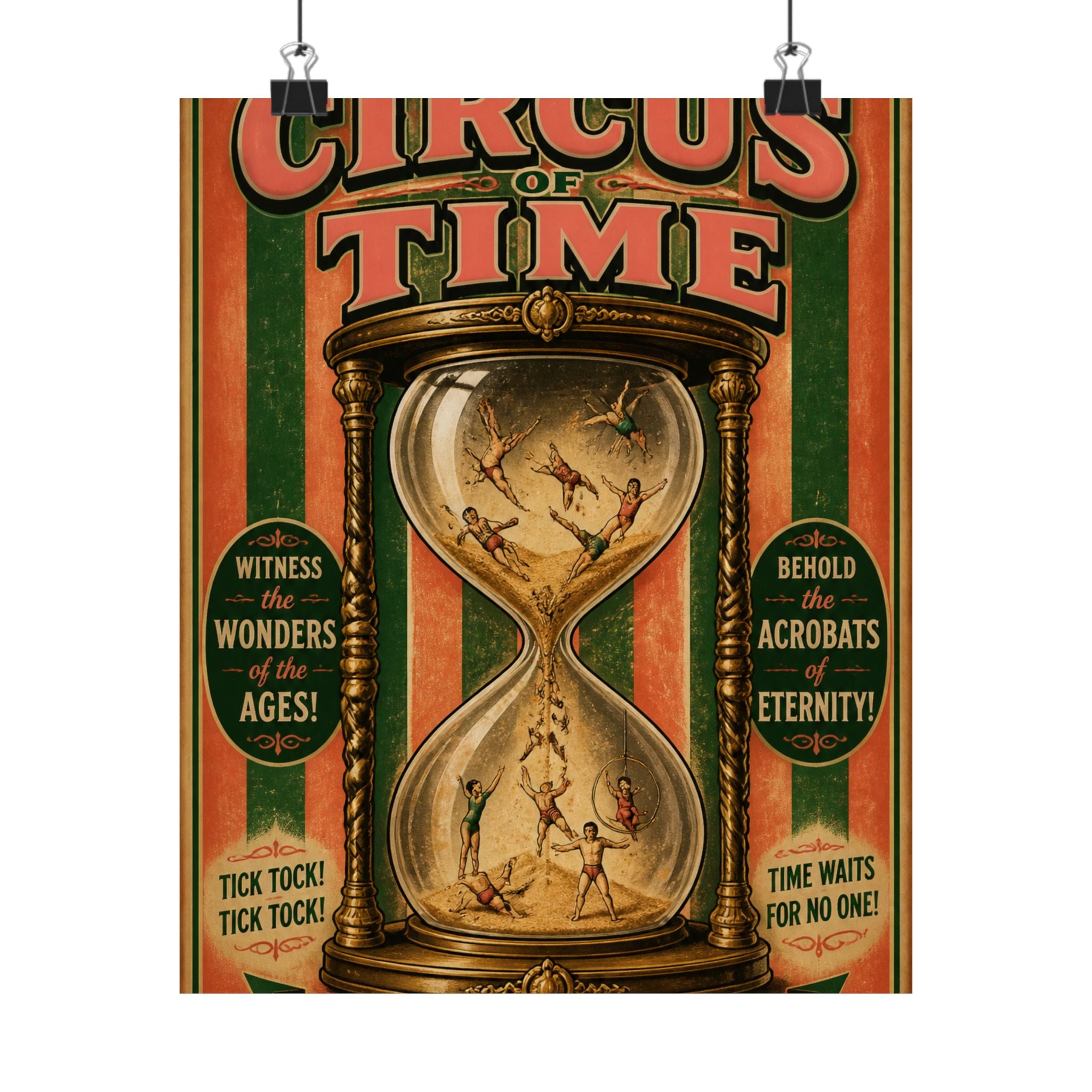 Hourglass Acrobats Wall Art Poster 24×36 Vintage Circus Bedroom Decor Maximalist Print