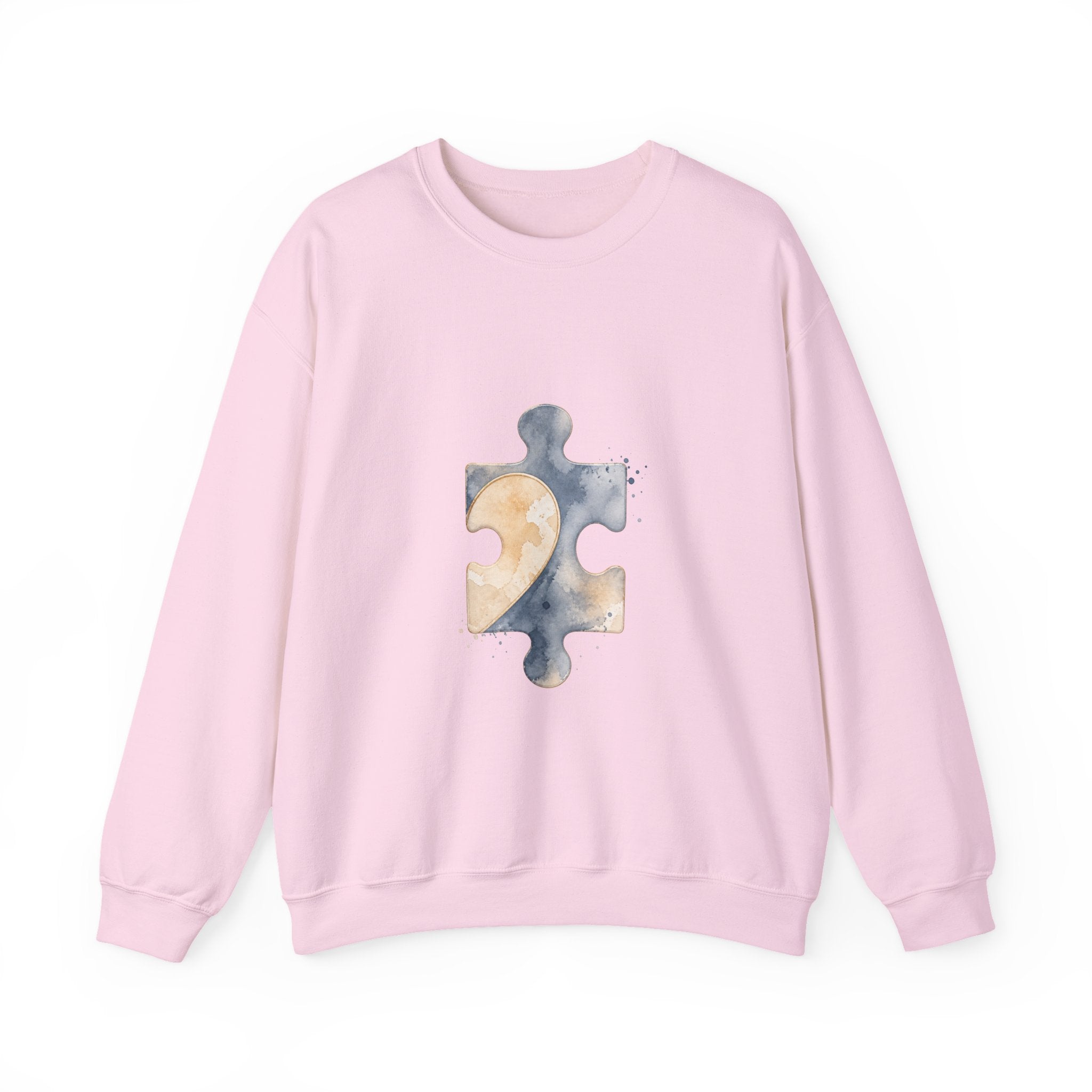 Matching Couple Sweatshirt - Puzzle Pieces Matching Couple Premium Fleece Sweatshirt Watercolor Art His Hers Birthday Gift - Design B