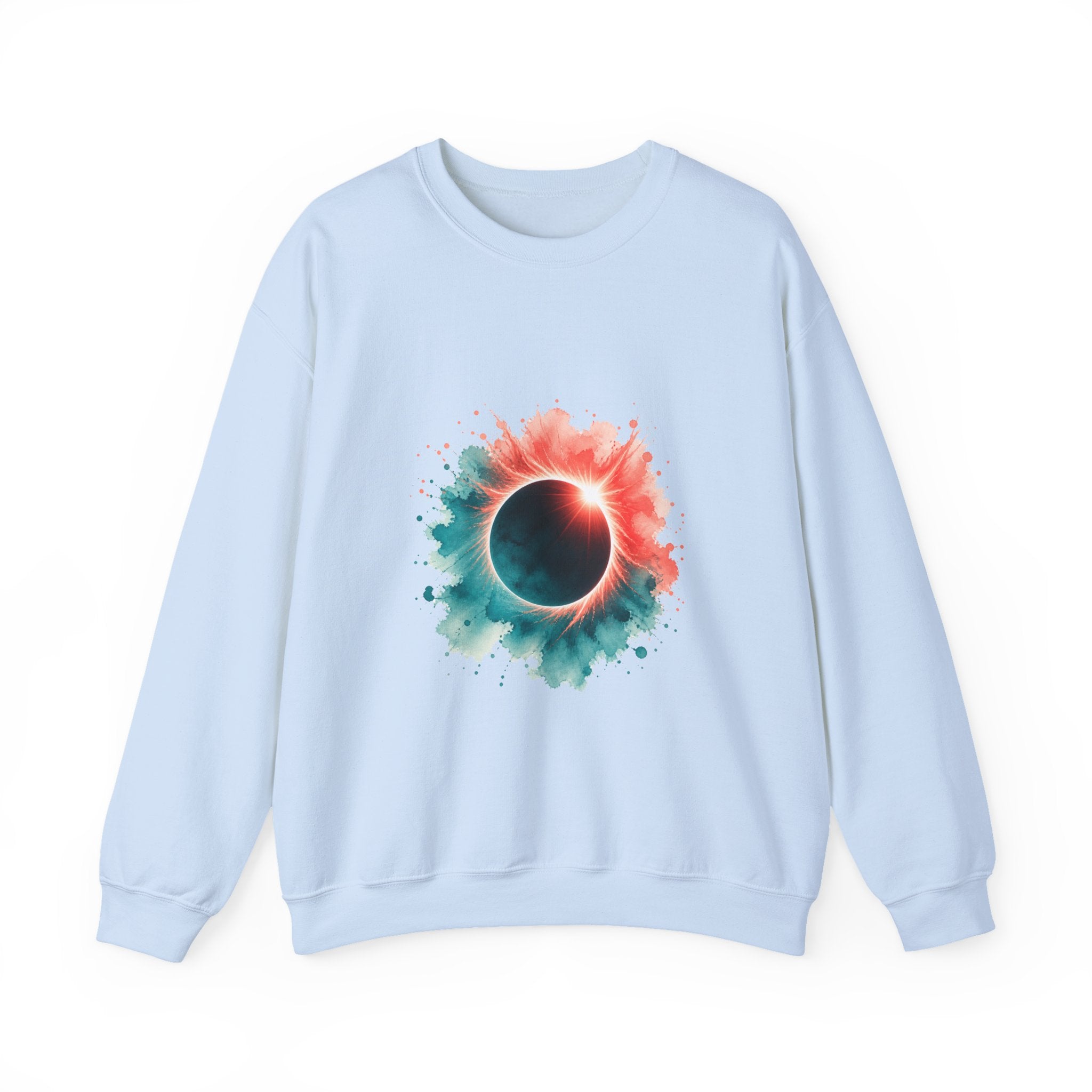 Matching Couple Sweatshirt - Solar & Lunar Eclipse Matching Couple Crewneck Sweatshirt Watercolor Art His Hers Engagement Gift - Design A