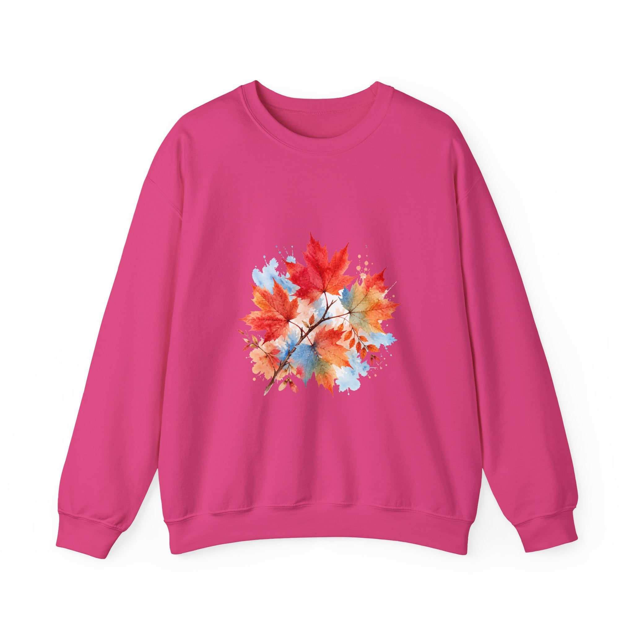 Matching Couple Sweatshirt - Cherry Blossom & Maple Leaf Matching Couple Premium Fleece Sweatshirt Watercolor Art His Hers Birthday Gift - Design B