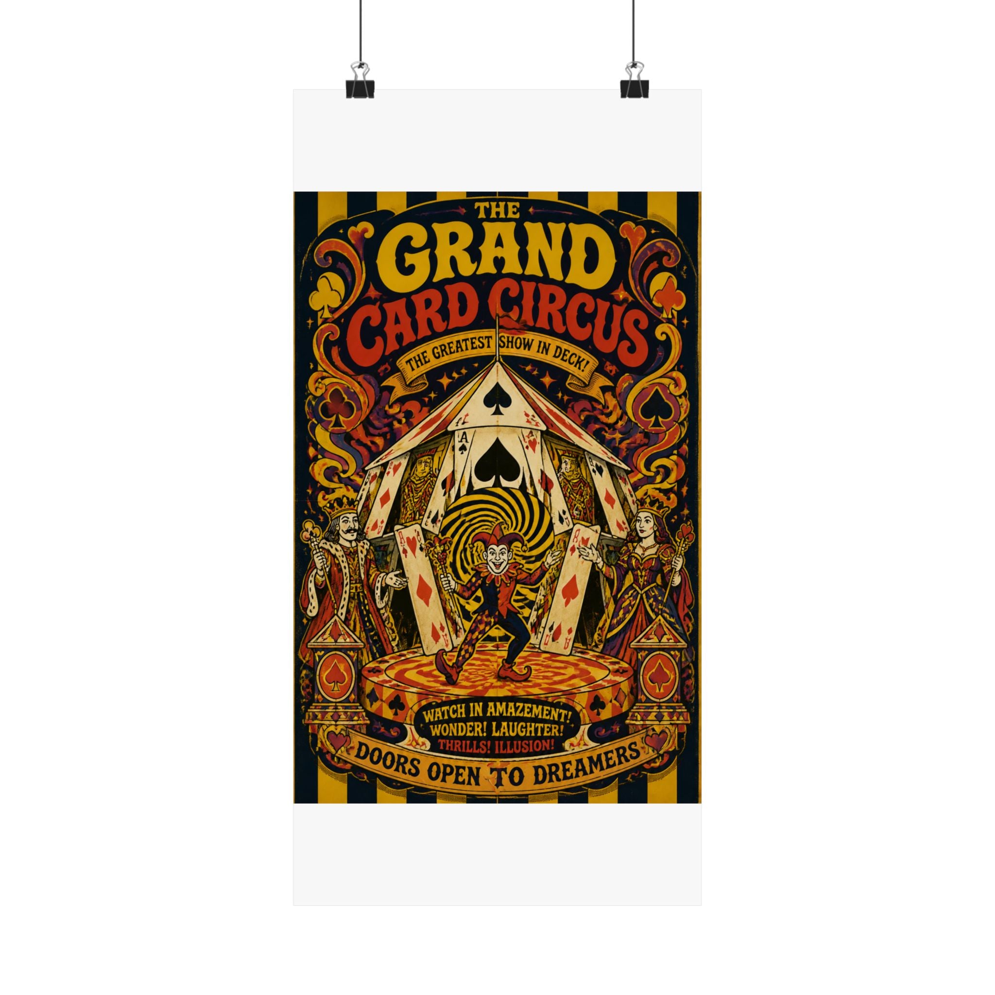 Playing Cards Tent Wall Art Poster 24×36 Psychedelic Dining Room Decor Maximalist Print