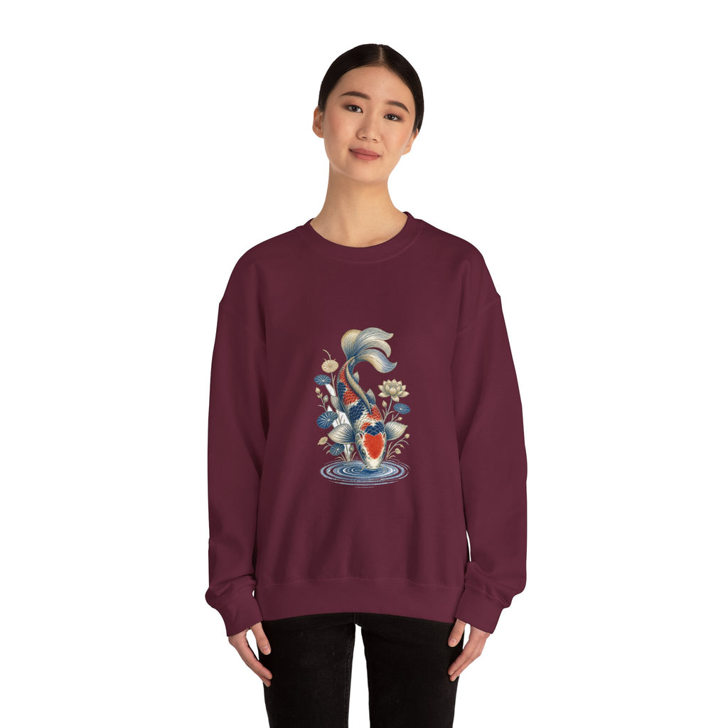 Matching Couple Sweatshirt - Koi Fish Yin Yang Matching Couple Premium Fleece Sweatshirt Vintage Art His Hers Honeymoon Gift - Design B