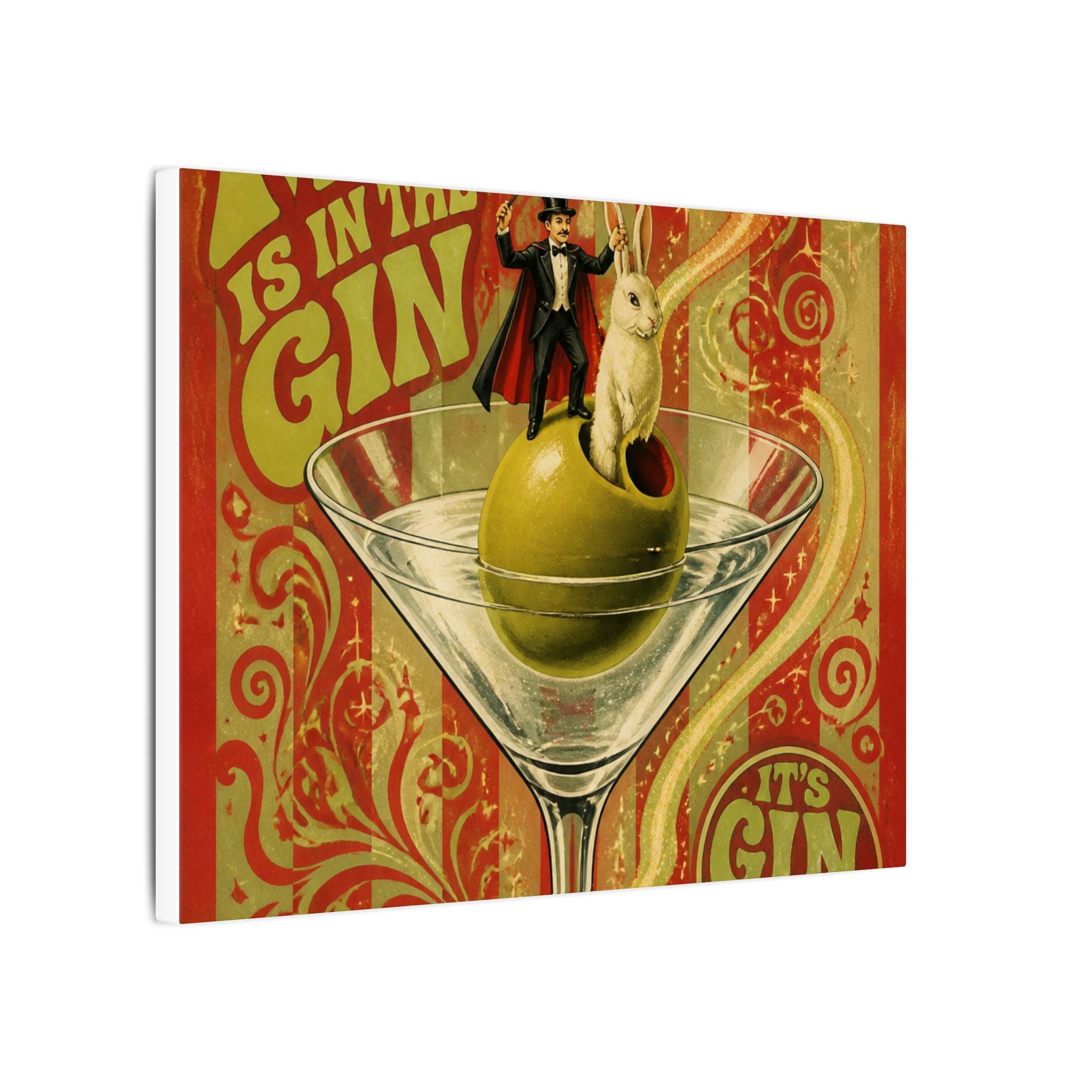 Martini Magician Wall Art Canvas 24×36 Psychedelic Dining Room Decor Maximalist Print