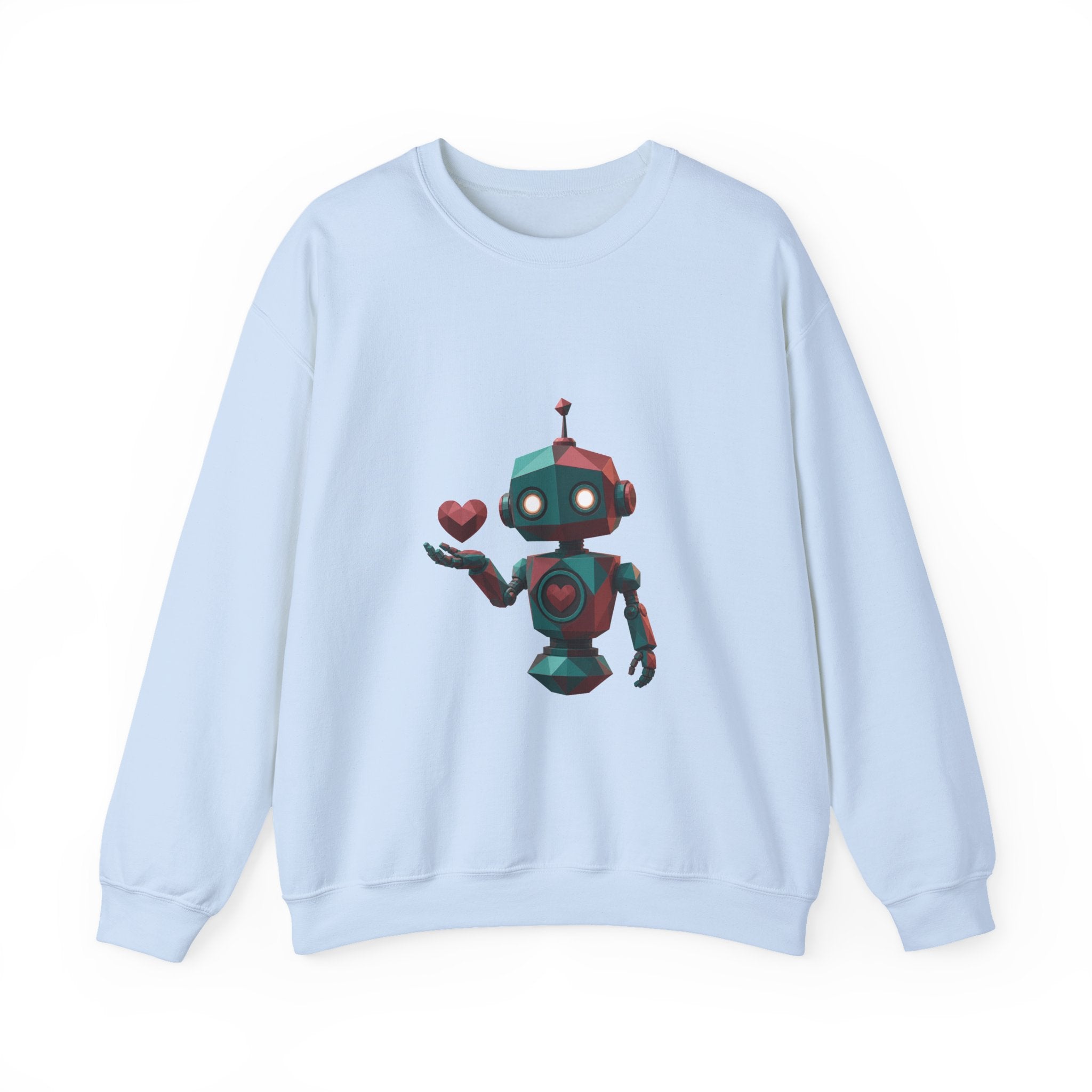 Matching Couple Sweatshirt - Robot & Heart Matching Couple Comfort Colors Crew Geometric Art His Hers Love Gift - Design A