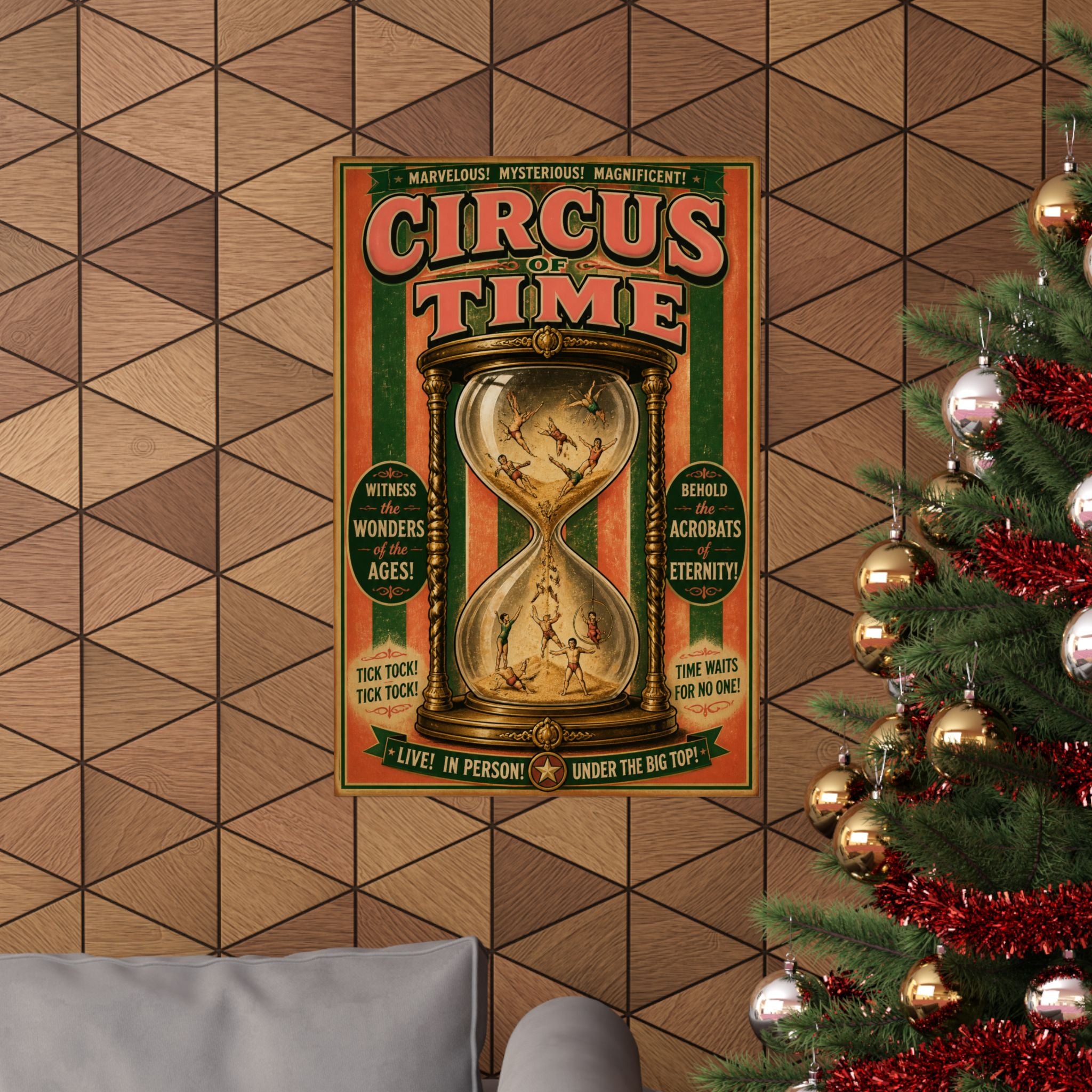 Hourglass Acrobats Wall Art Poster 24×36 Vintage Circus Bedroom Decor Maximalist Print