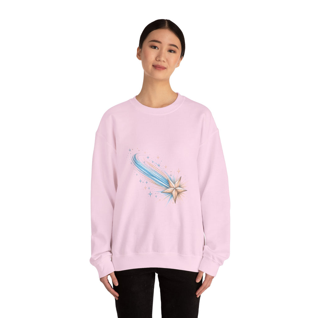 Matching Couple Sweatshirt - Shooting Star & North Star Matching Couple Premium Fleece Sweatshirt Hand-Drawn Art His Hers Anniversary Gift - Design A