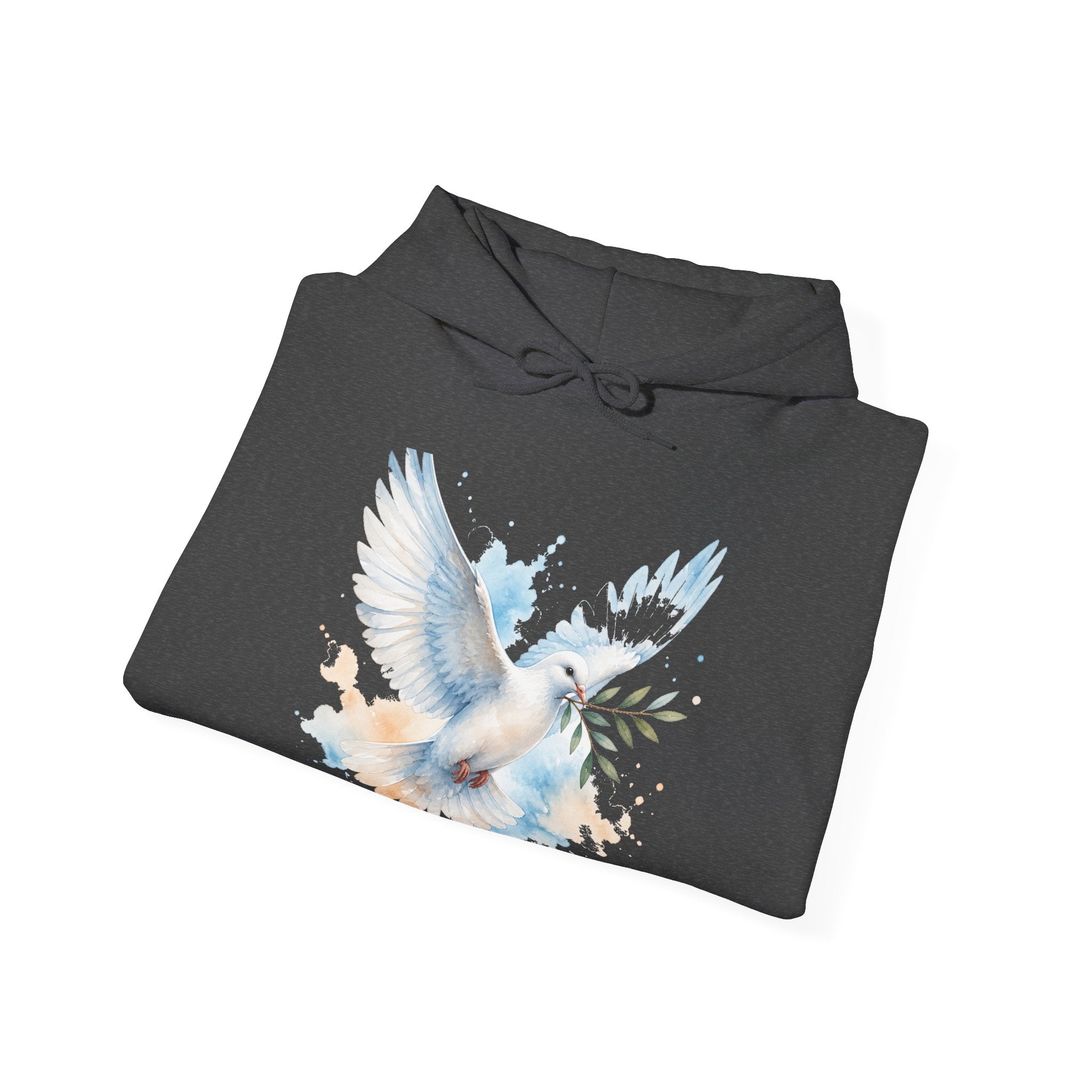 Matching Couple Sweatshirt - Wolf & Dove Matching Couple Hooded Sweatshirt Watercolor Art His Hers Engagement Gift - Design B