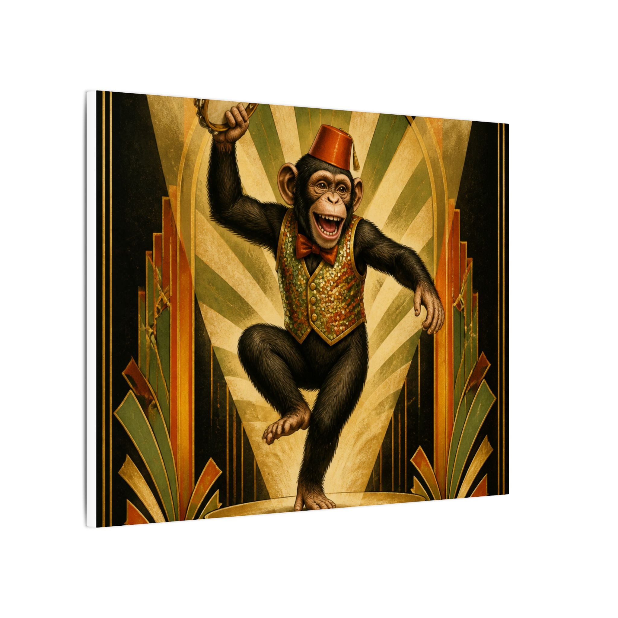 Dancing Monkey Wall Art Canvas 16×20 Art Deco Entryway Decor Maximalist Print