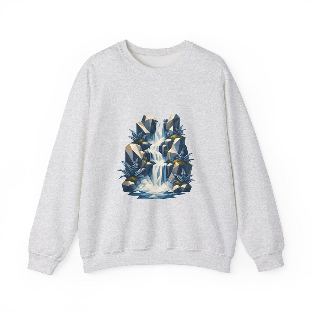 Matching Couple Sweatshirt - Wildfire & Waterfall Matching Couple Crewneck Sweatshirt Geometric Art His Hers Couple Gift - Design B