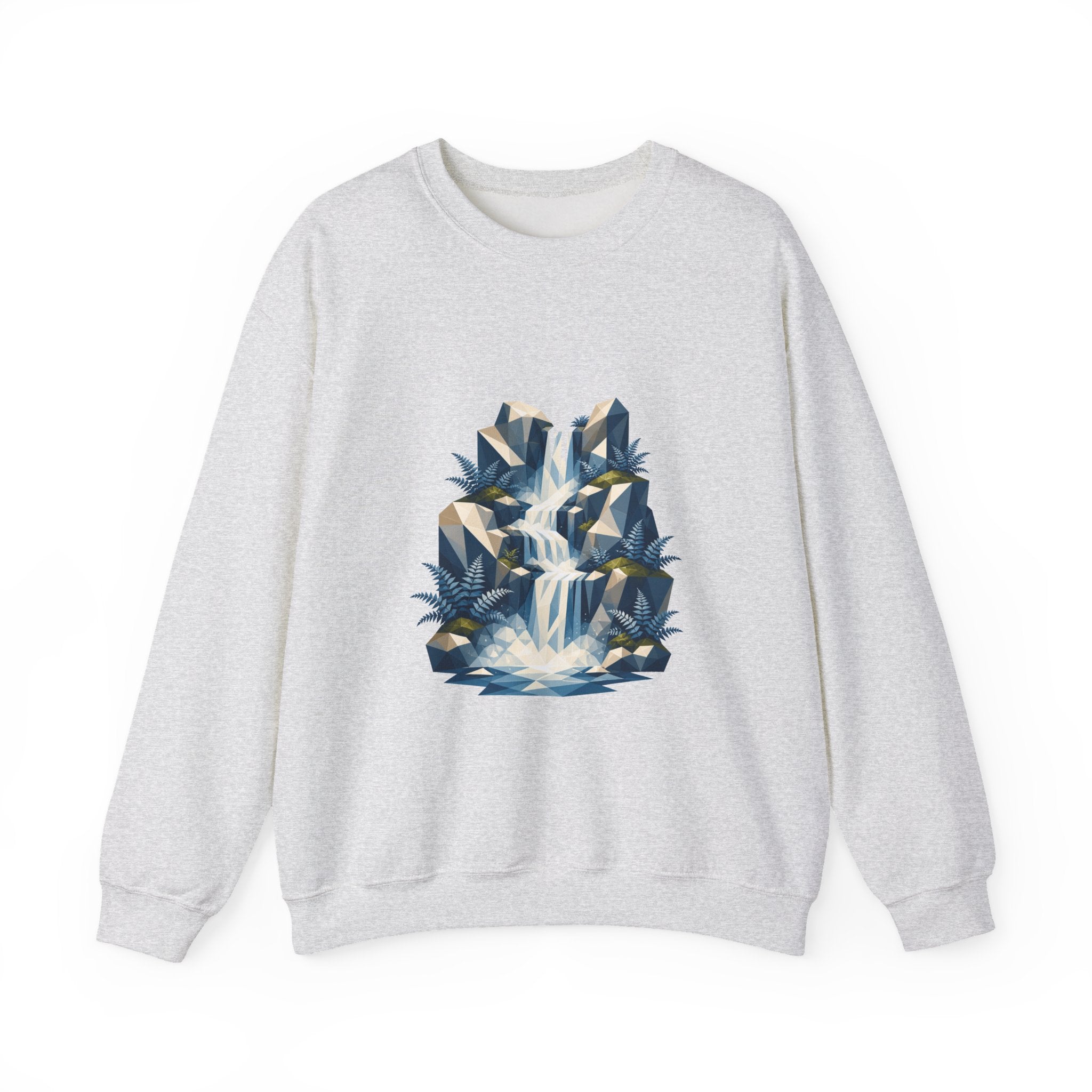 Matching Couple Sweatshirt - Wildfire & Waterfall Matching Couple Crewneck Sweatshirt Geometric Art His Hers Couple Gift - Design B