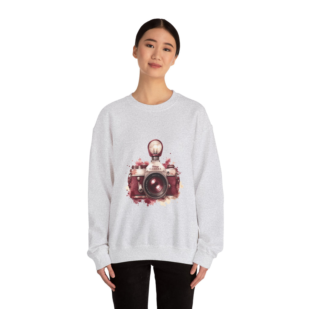 Matching Couple Sweatshirt - Camera & Film Matching Couple Premium Fleece Sweatshirt Watercolor Art His Hers Birthday Gift - Design A
