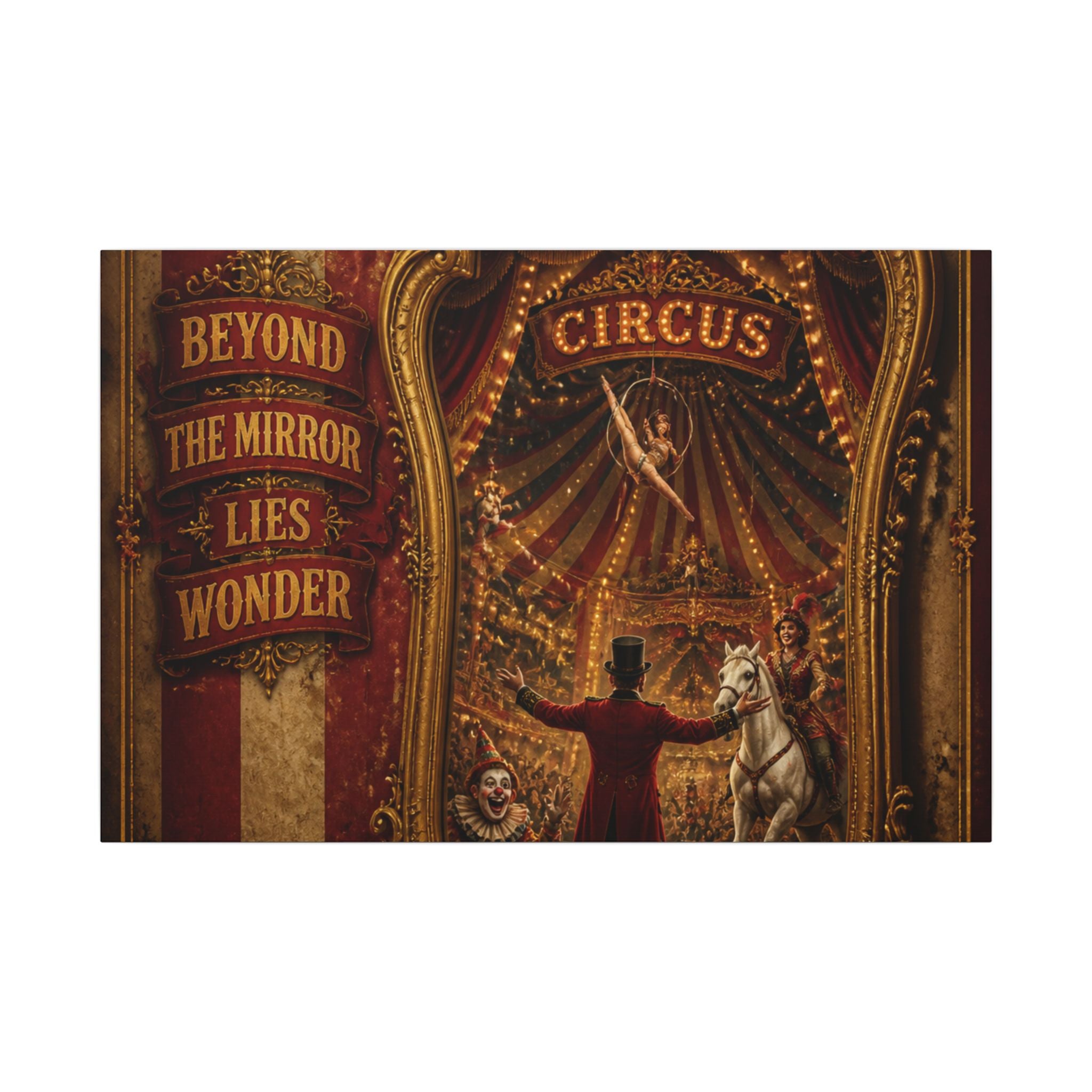 Vintage Mirror Circus Wall Art Canvas 16×20 Baroque Home Office Decor Maximalist Print