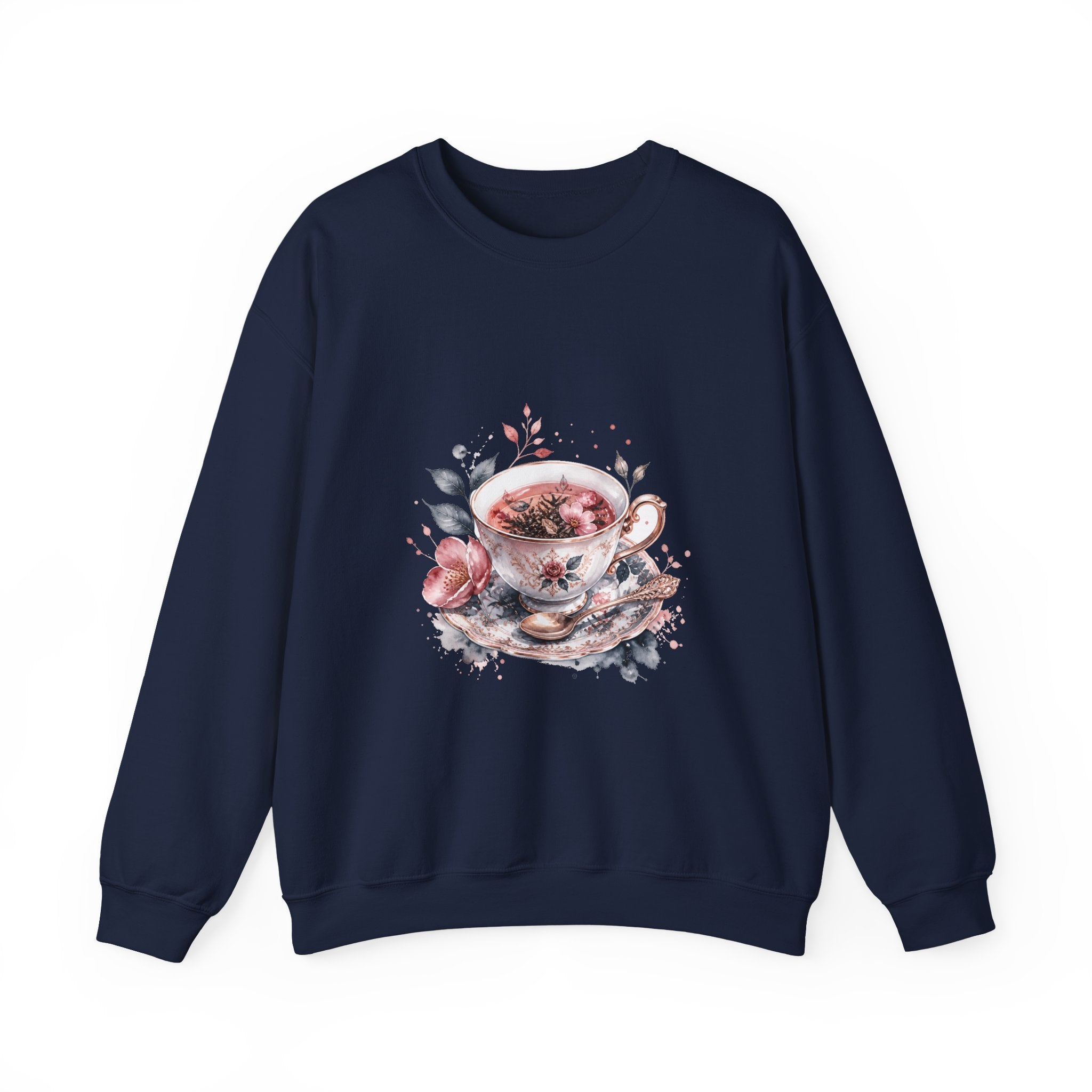 Matching Couple Sweatshirt - Coffee & Tea Matching Couple Premium Fleece Sweatshirt Watercolor Art His Hers Birthday Gift - Design B