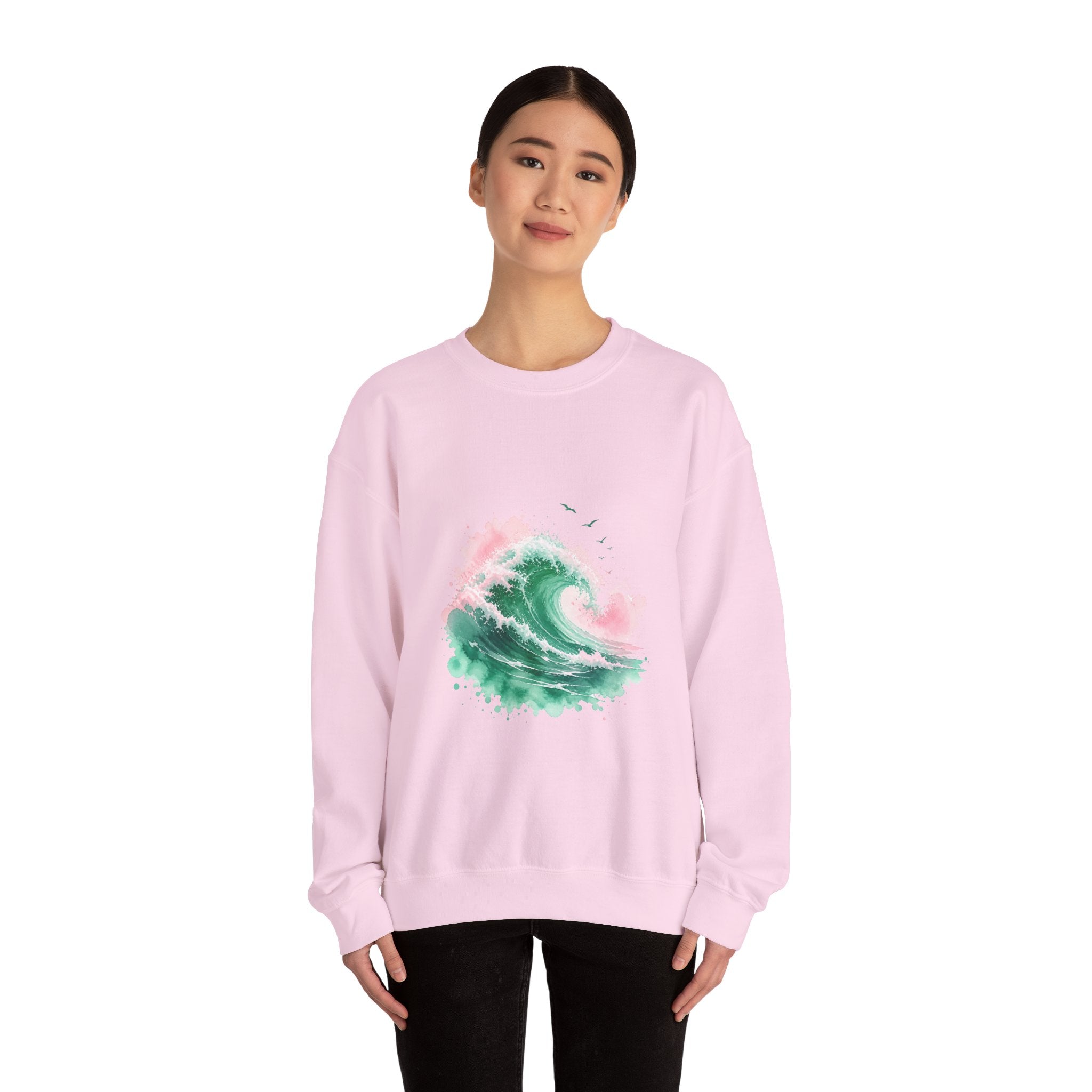 Matching Couple Sweatshirt - Mountain & Ocean Matching Couple Comfort Colors Crew Watercolor Art His Hers Birthday Gift - Design B