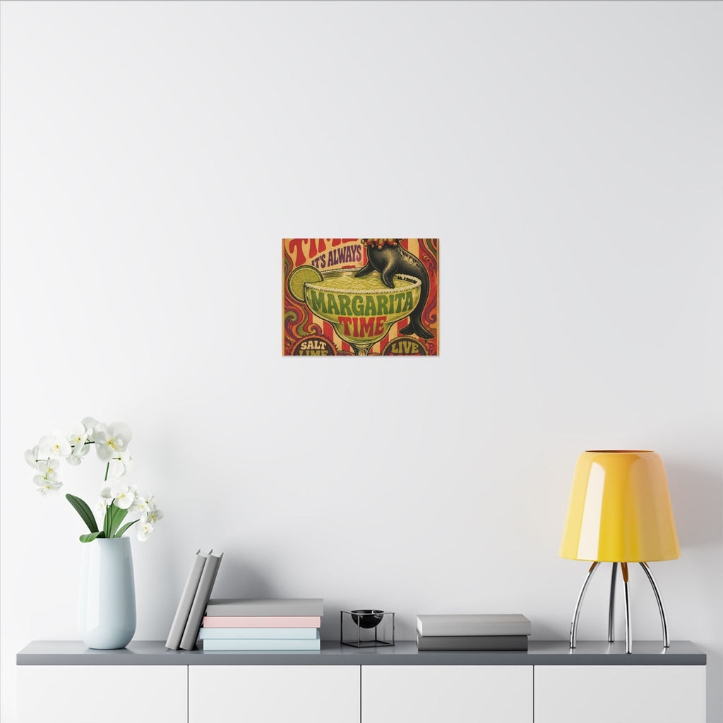 Margarita Balancing Seal Wall Art Canvas 24×36 Psychedelic Dining Room Decor Maximalist Print