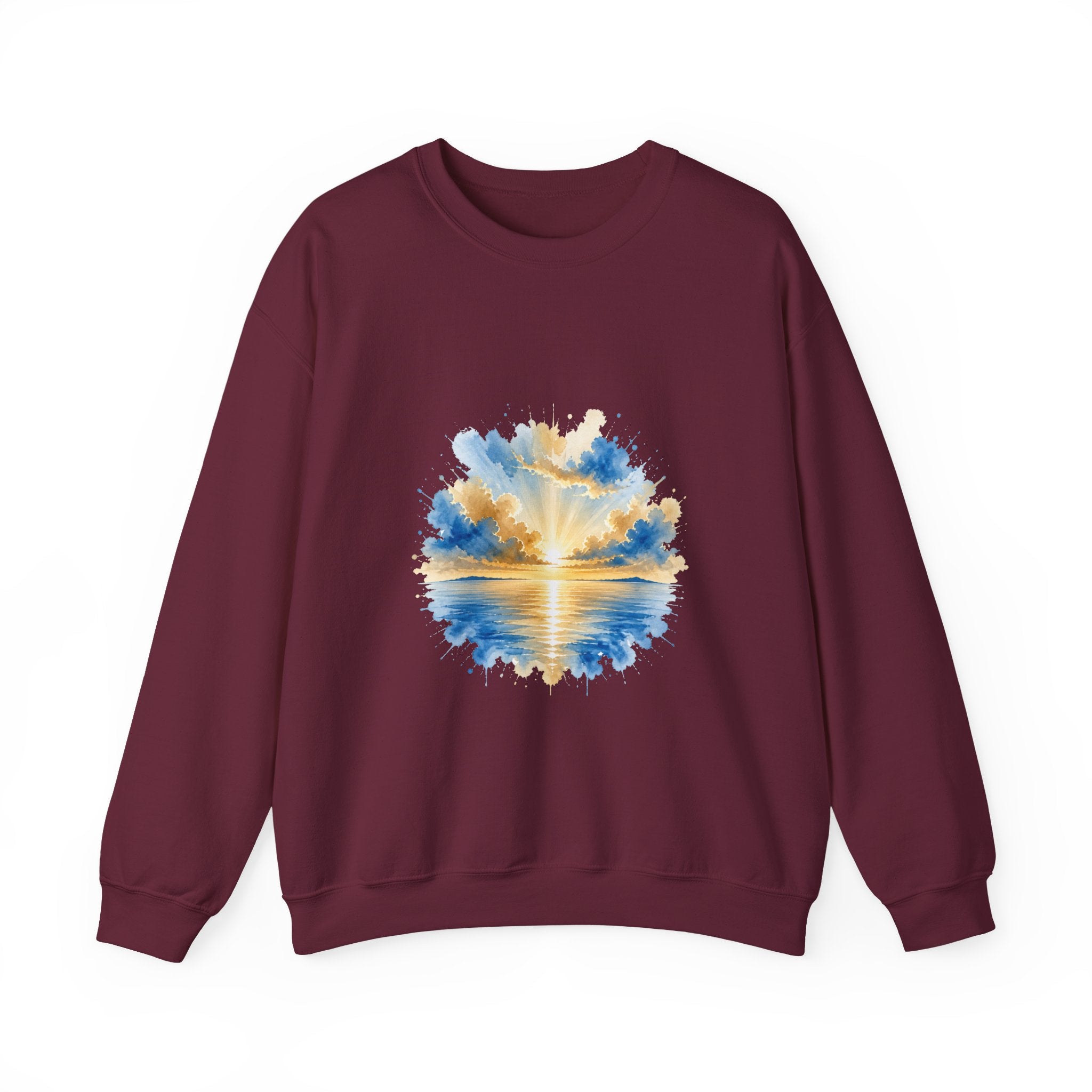 Matching Couple Sweatshirt - Sunrise & Sunset Matching Couple Crewneck Sweatshirt Watercolor Art His Hers Engagement Gift - Design A