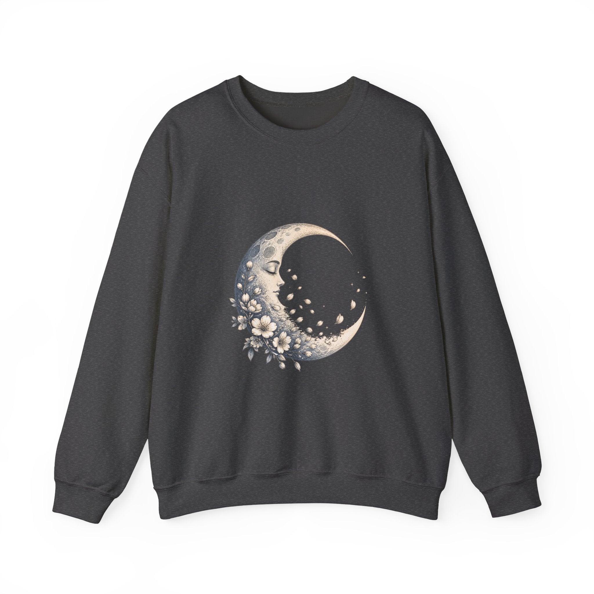 Matching Couple Sweatshirt - Waxing & Waning Moon Matching Couple Premium Fleece Sweatshirt Hand-Drawn Art His Hers Anniversary Gift - Design B