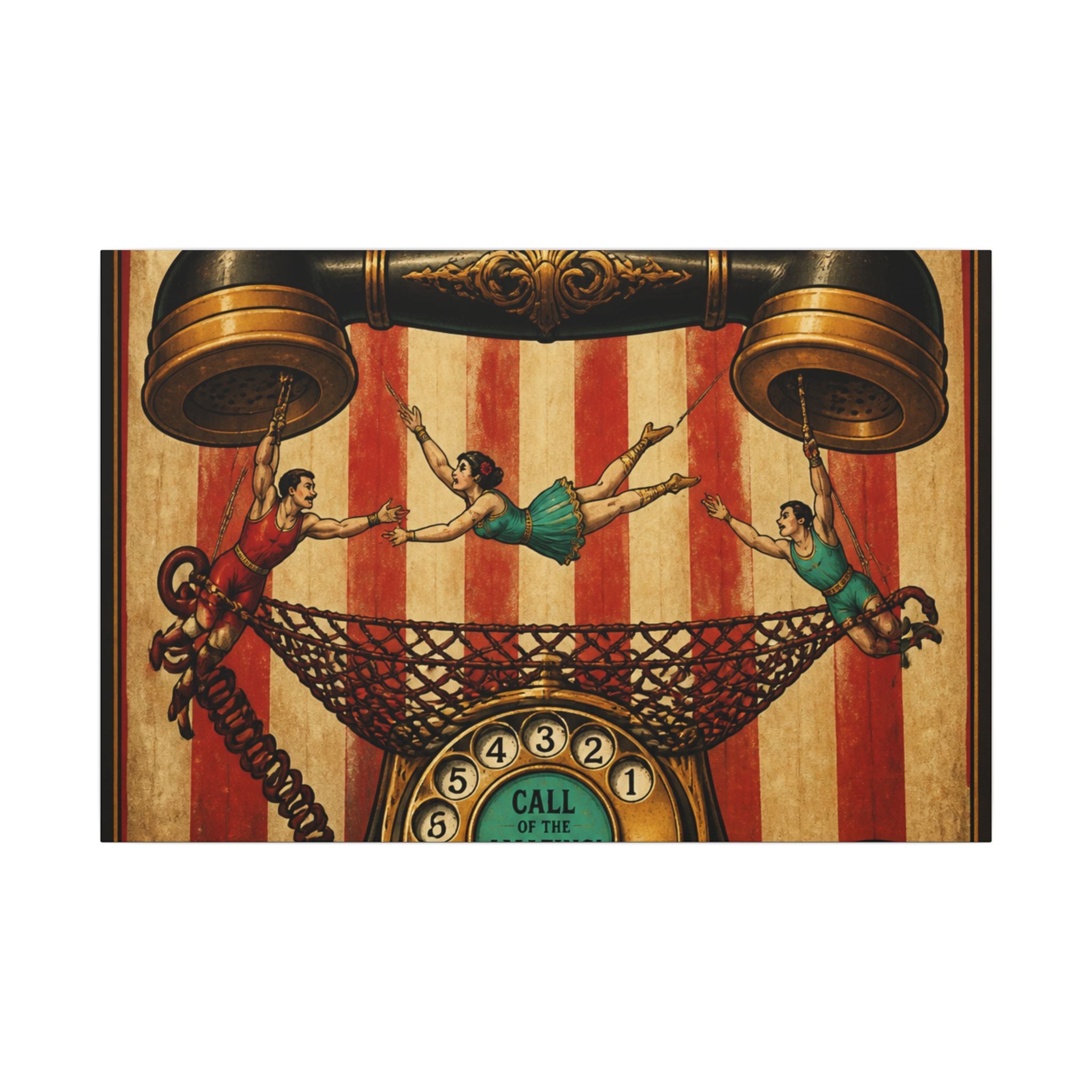 Vintage Telephone Booth Wall Art Canvas 24×36 Vintage Circus Bedroom Decor Maximalist Print