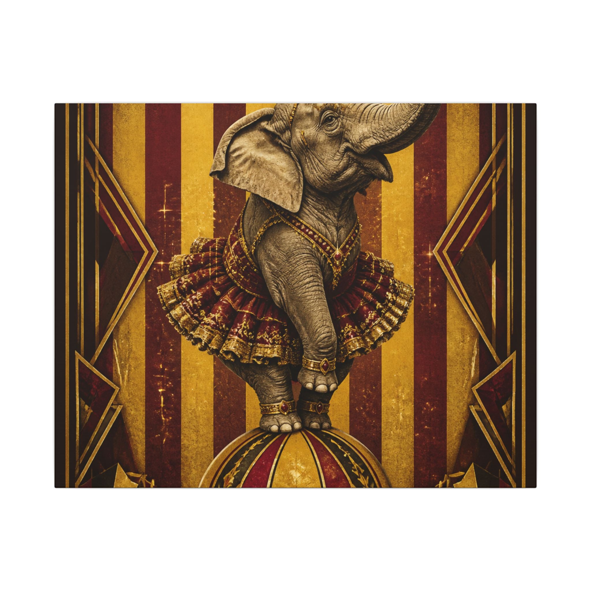 Elephant on Ball Wall Art Canvas 16×20 Art Deco Entryway Decor Maximalist Print