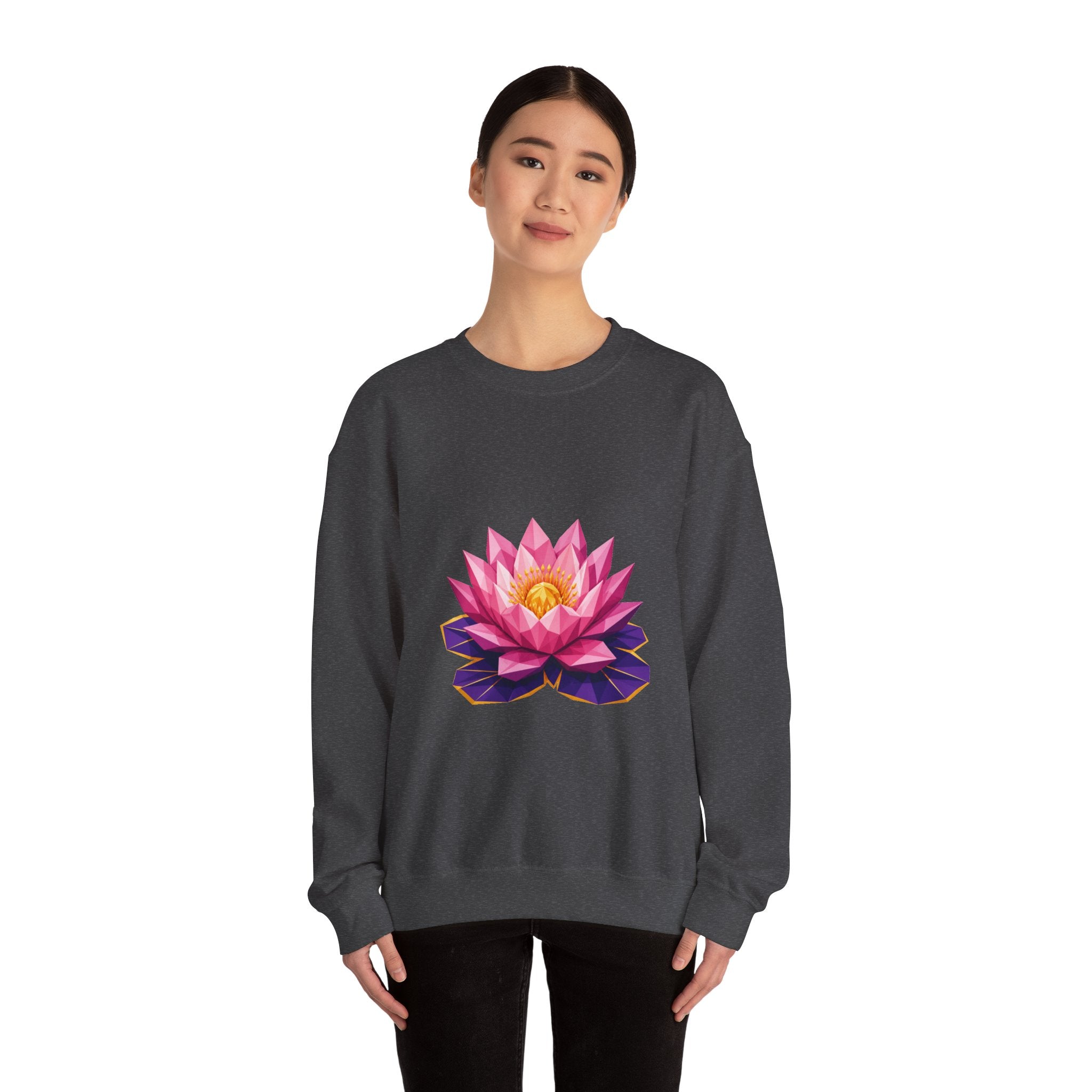 Matching Couple Sweatshirt - Open & Closed Lotus Matching Couple Comfort Colors Crew Geometric Art His Hers Love Gift - Design A