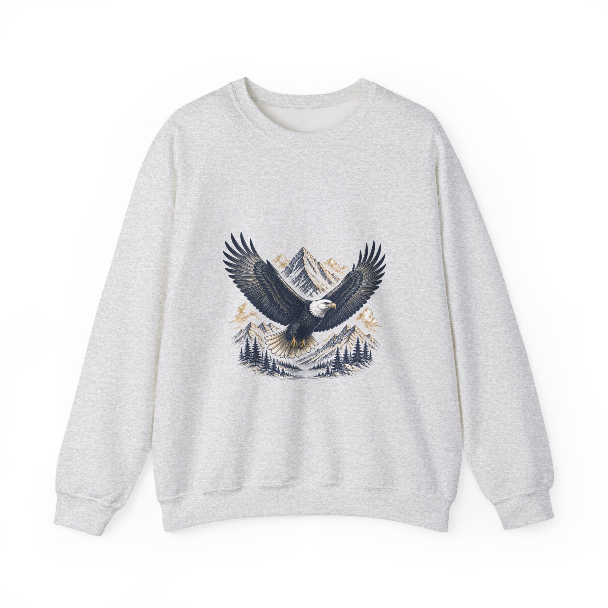 Matching Couple Sweatshirt - Eagle & Whale Matching Couple Crewneck Sweatshirt Vintage Art His Hers Wedding Gift - Design A