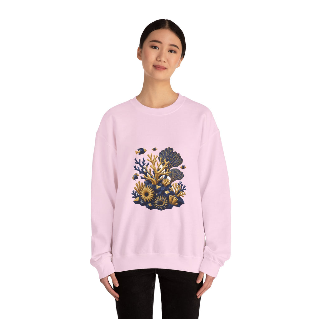 Matching Couple Sweatshirt - Coral Reef & Deep Sea Matching Couple Premium Fleece Sweatshirt Geometric Art His Hers Love Gift - Design A