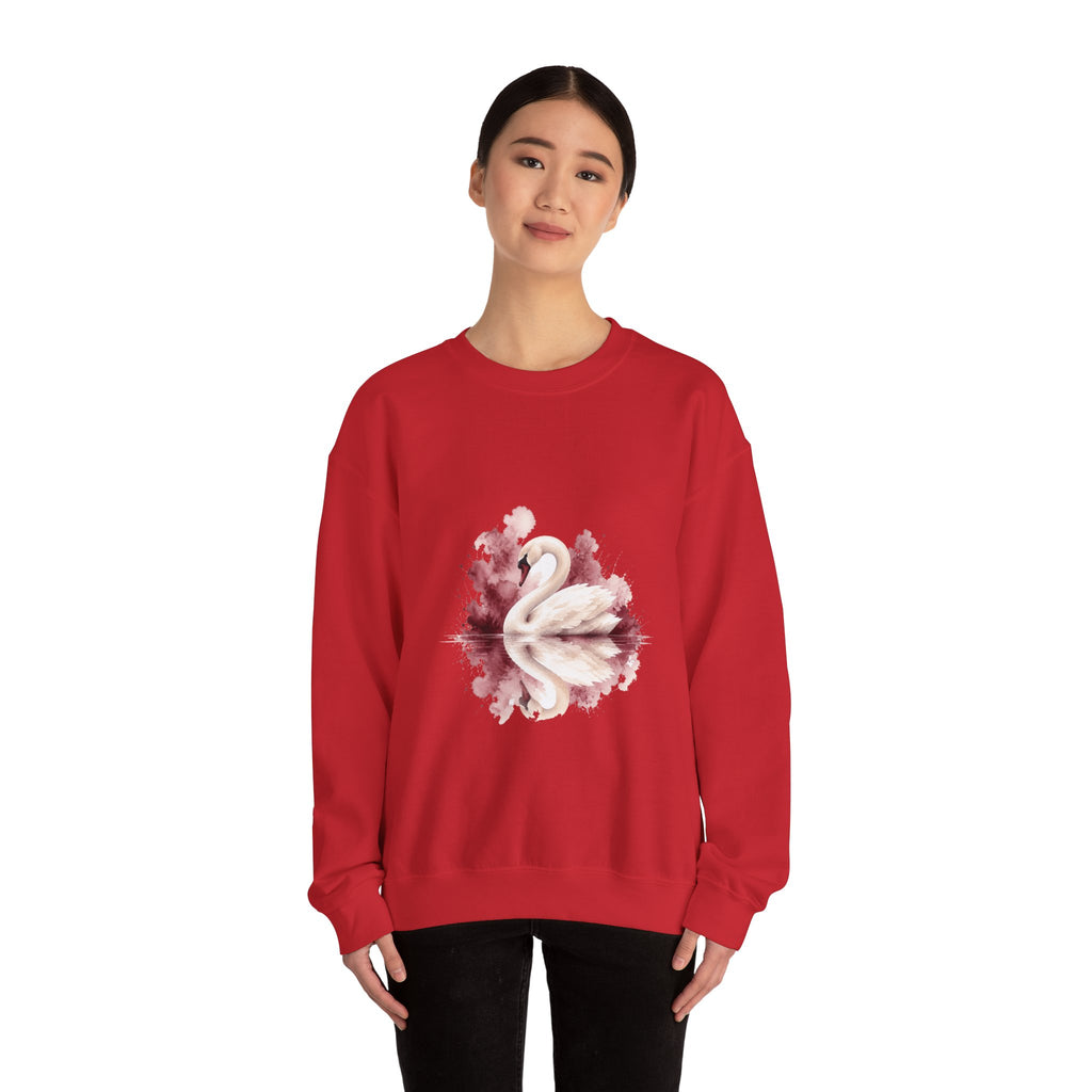 Matching Couple Sweatshirt - Raven & Swan Matching Couple Premium Fleece Sweatshirt Watercolor Art His Hers Birthday Gift - Design B