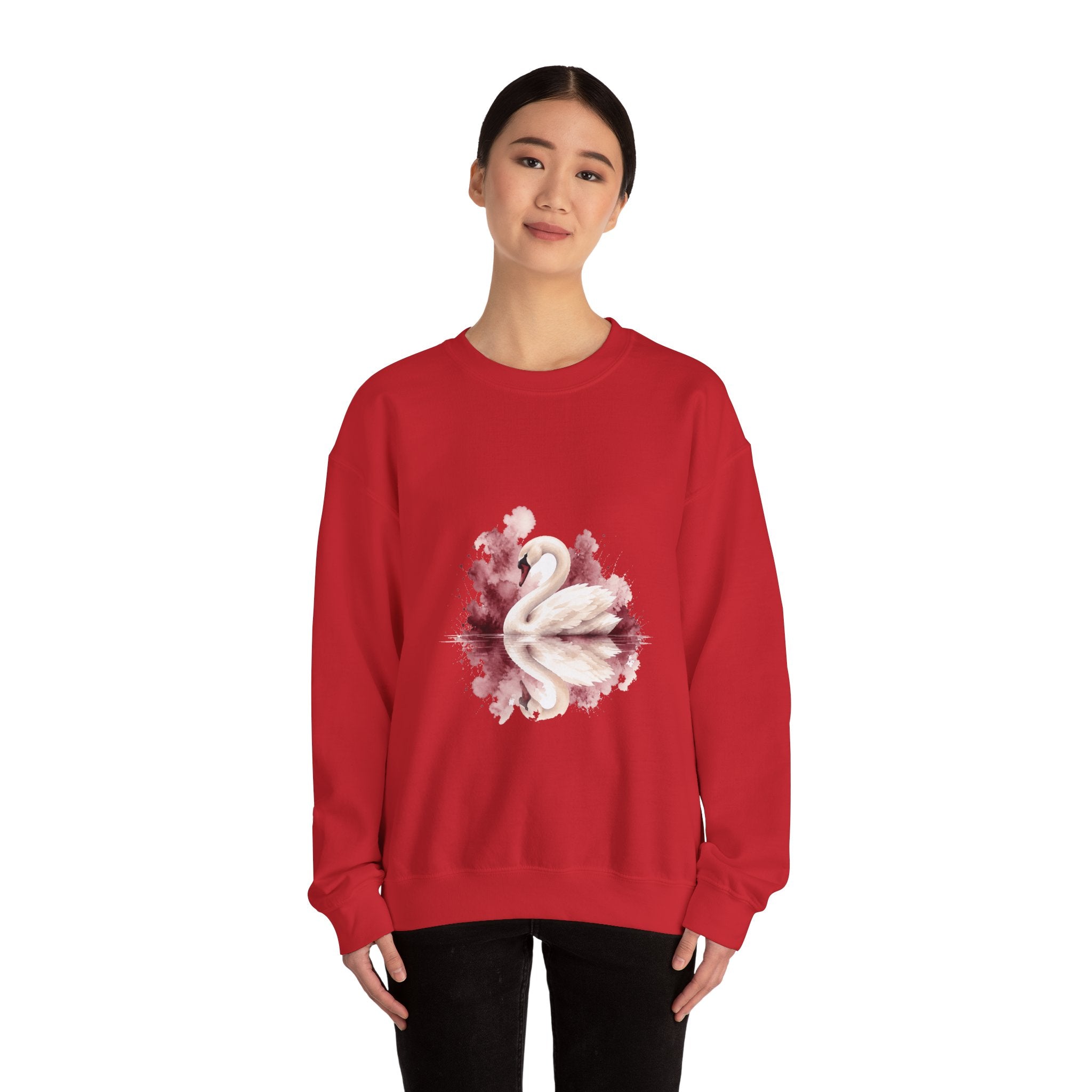 Matching Couple Sweatshirt - Raven & Swan Matching Couple Premium Fleece Sweatshirt Watercolor Art His Hers Birthday Gift - Design B