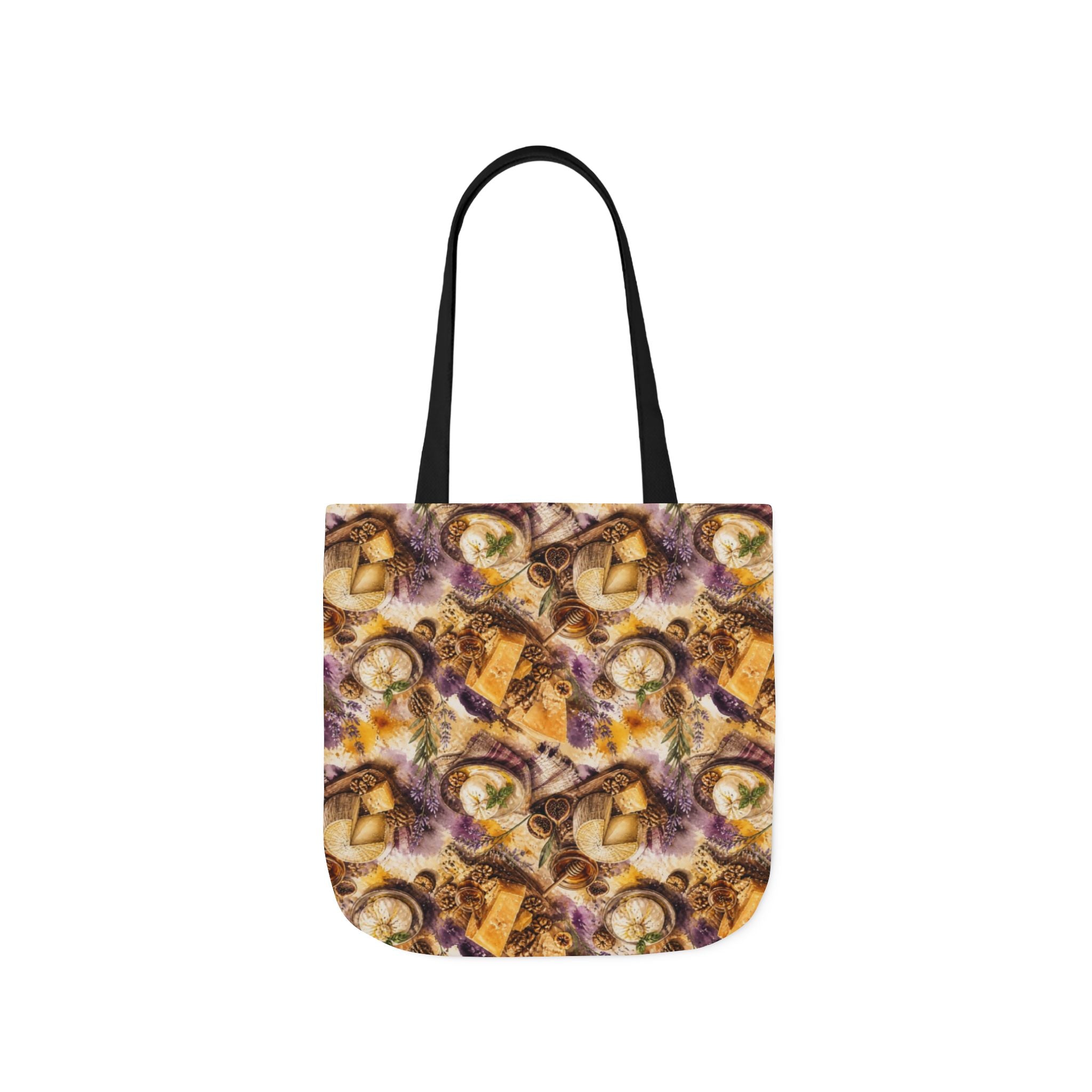 Italian Cheese Board Canvas Tote Bag Mediterranean Kitchen Watercolor Splash Design Italian Cottagecore Gift