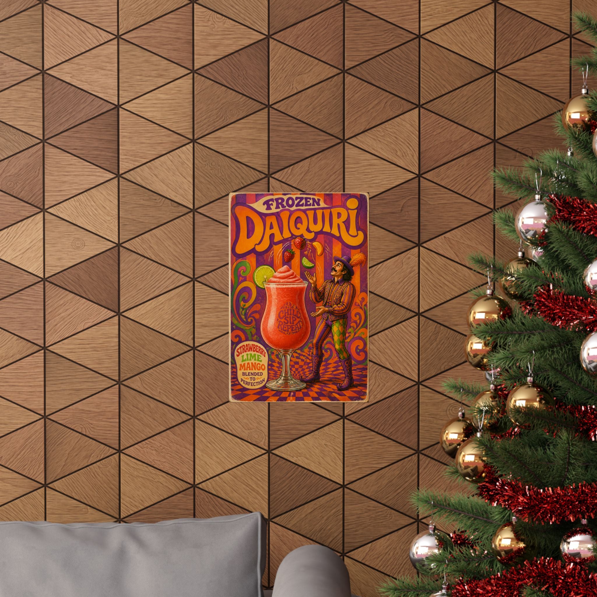Daiquiri Fruit Juggler Wall Art Poster 24×36 Psychedelic Dining Room Decor Maximalist Print