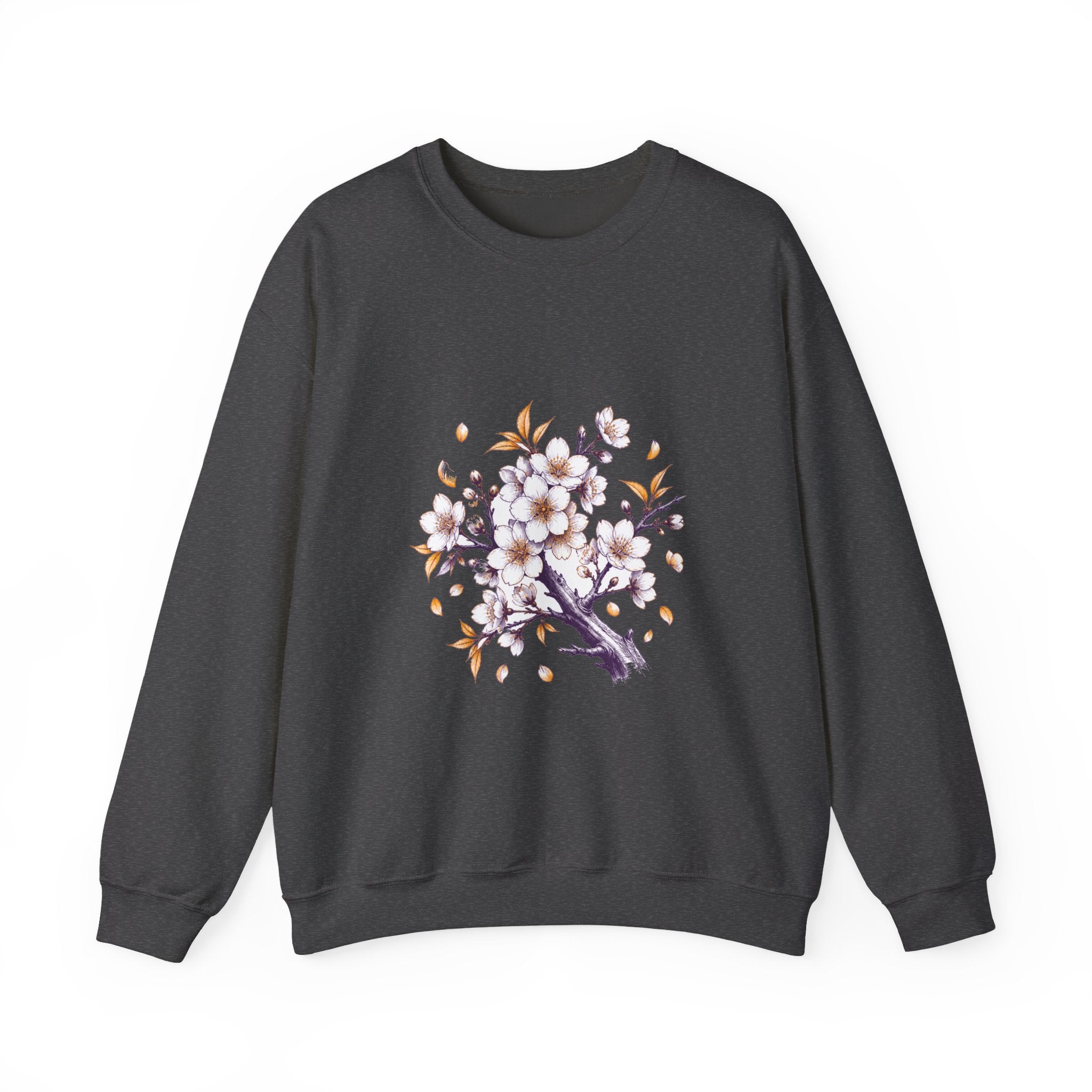Matching Couple Sweatshirt - Cherry Blossom & Maple Leaf Matching Couple Comfort Colors Crew Hand-Drawn Art His Hers Anniversary Gift - Design A