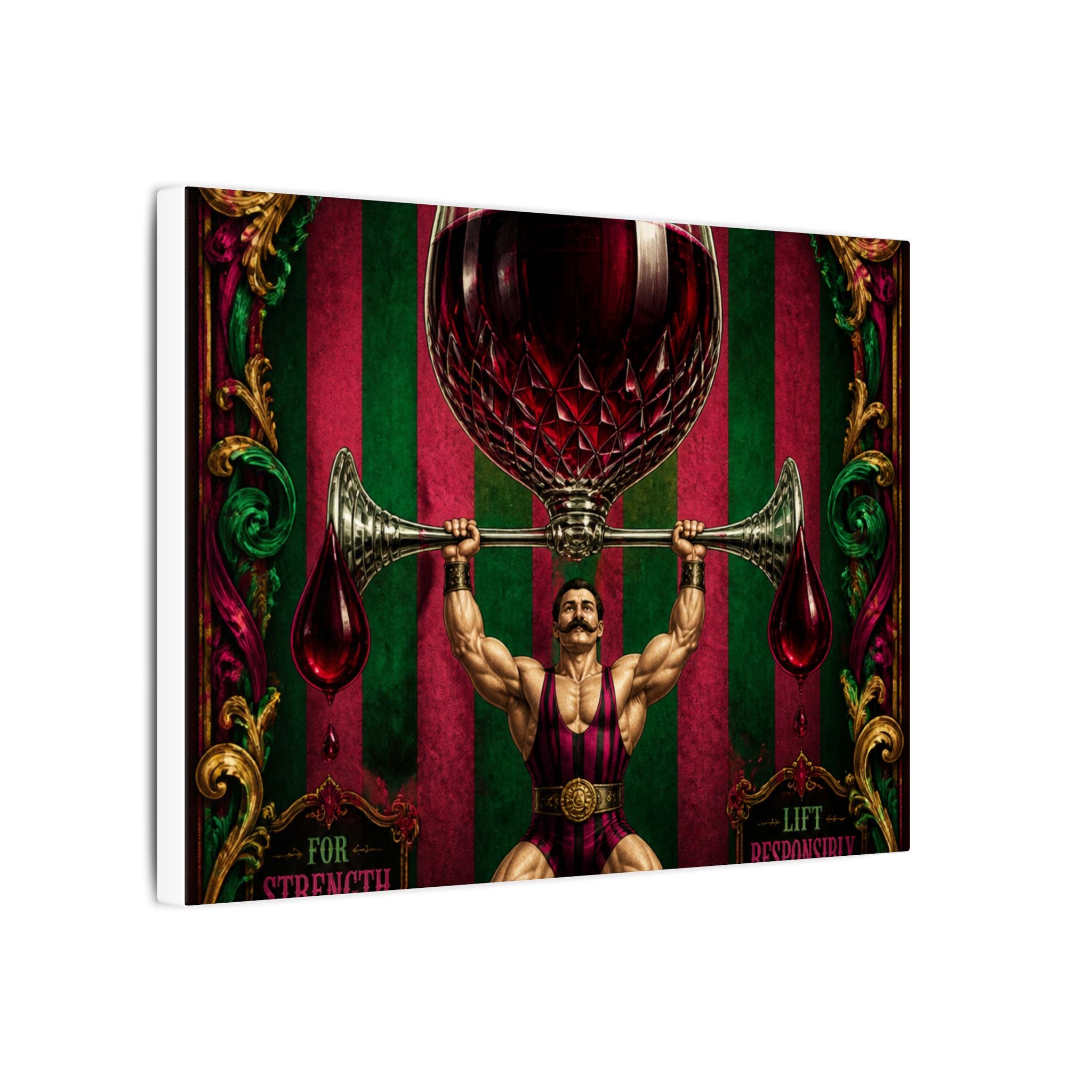 Wine Glass Strongman Wall Art Canvas 16×20 Baroque Home Office Decor Maximalist Print