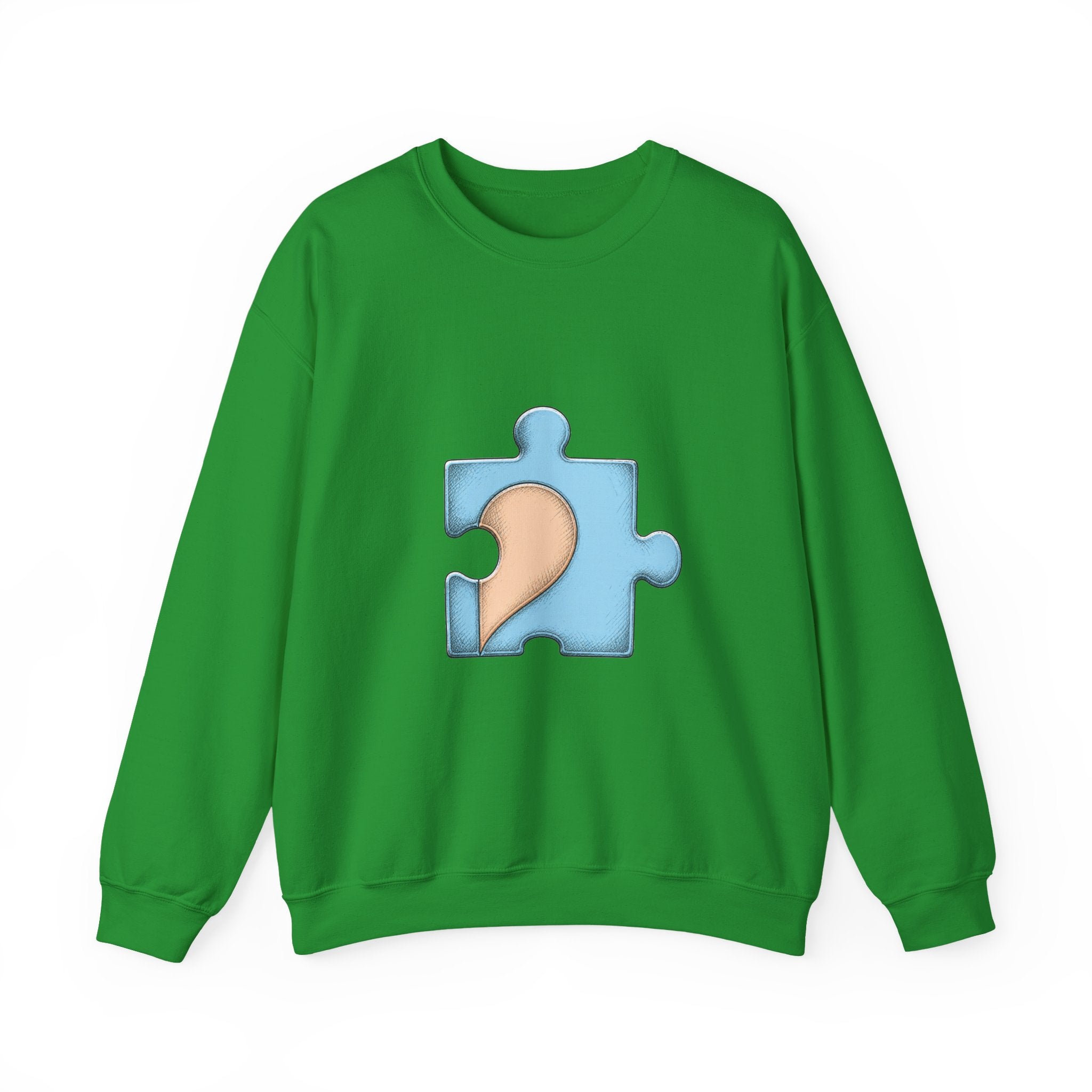 Matching Couple Sweatshirt - Puzzle Pieces Matching Couple Crewneck Sweatshirt Hand-Drawn Art His Hers Best Friend Gift - Design B