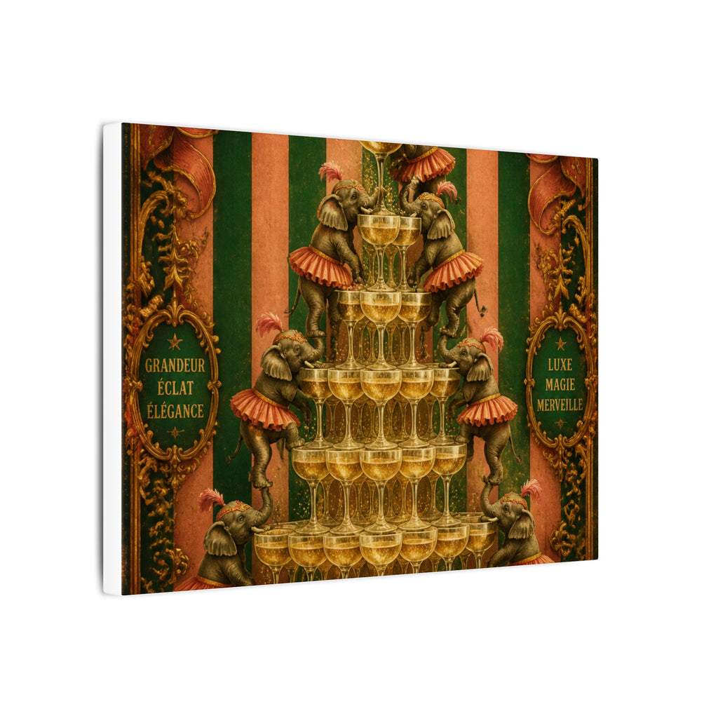 Champagne Tower Elephants Wall Art Canvas 16×20 Baroque Home Office Decor Maximalist Print