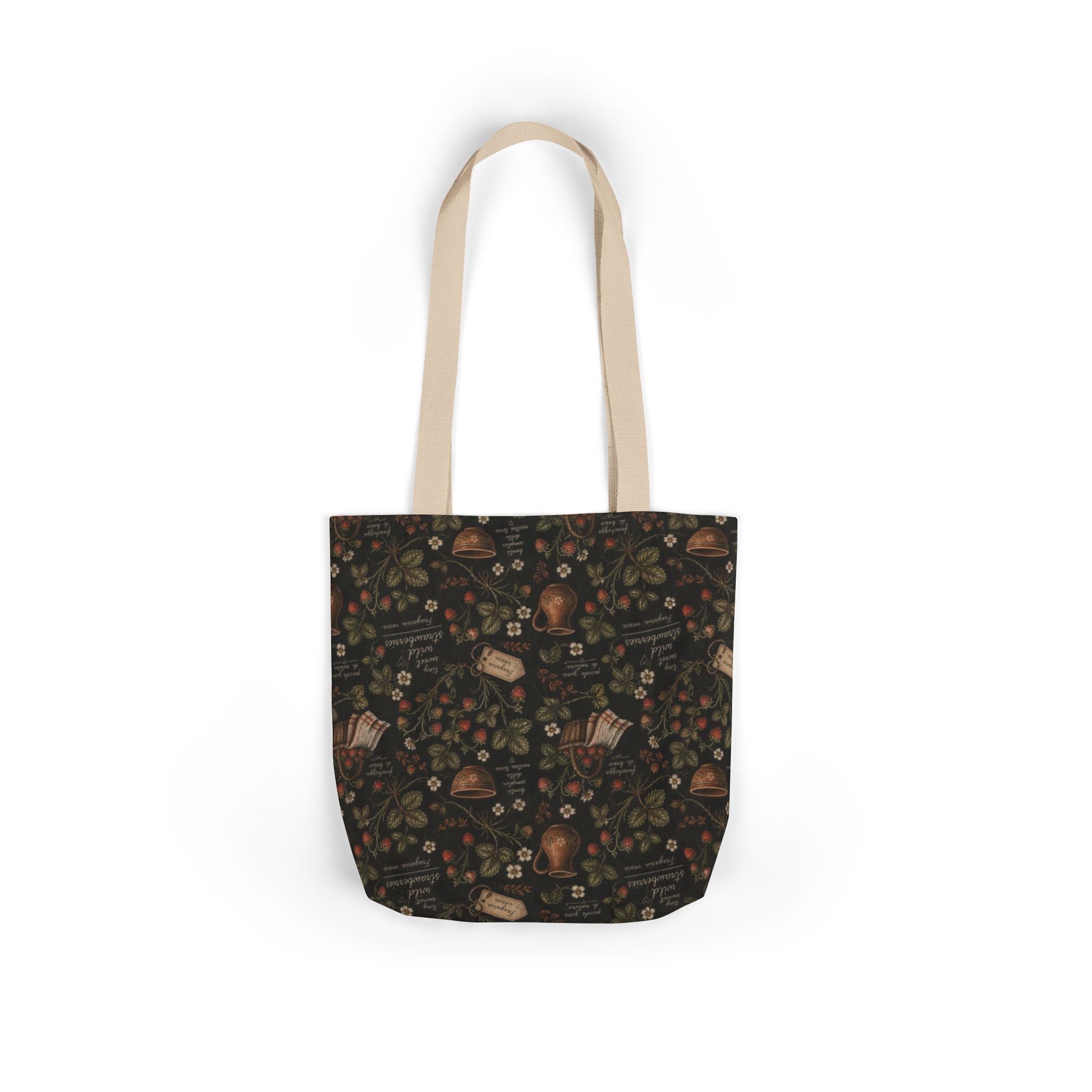Wild Strawberries Canvas Tote Bag Mediterranean Kitchen Chalk Art Design Italian Cottagecore Gift