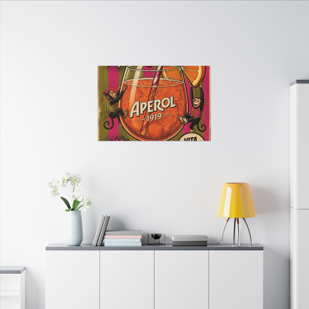 Aperol Spritz Monkeys Wall Art Canvas 16×20 Pop Art Living Room Decor Maximalist Print