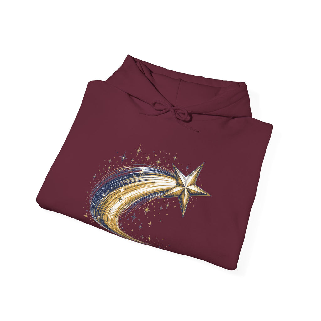 Matching Couple Sweatshirt - Shooting Star & North Star Matching Couple Hooded Sweatshirt Hand-Drawn Art His Hers Best Friend Gift - Design A