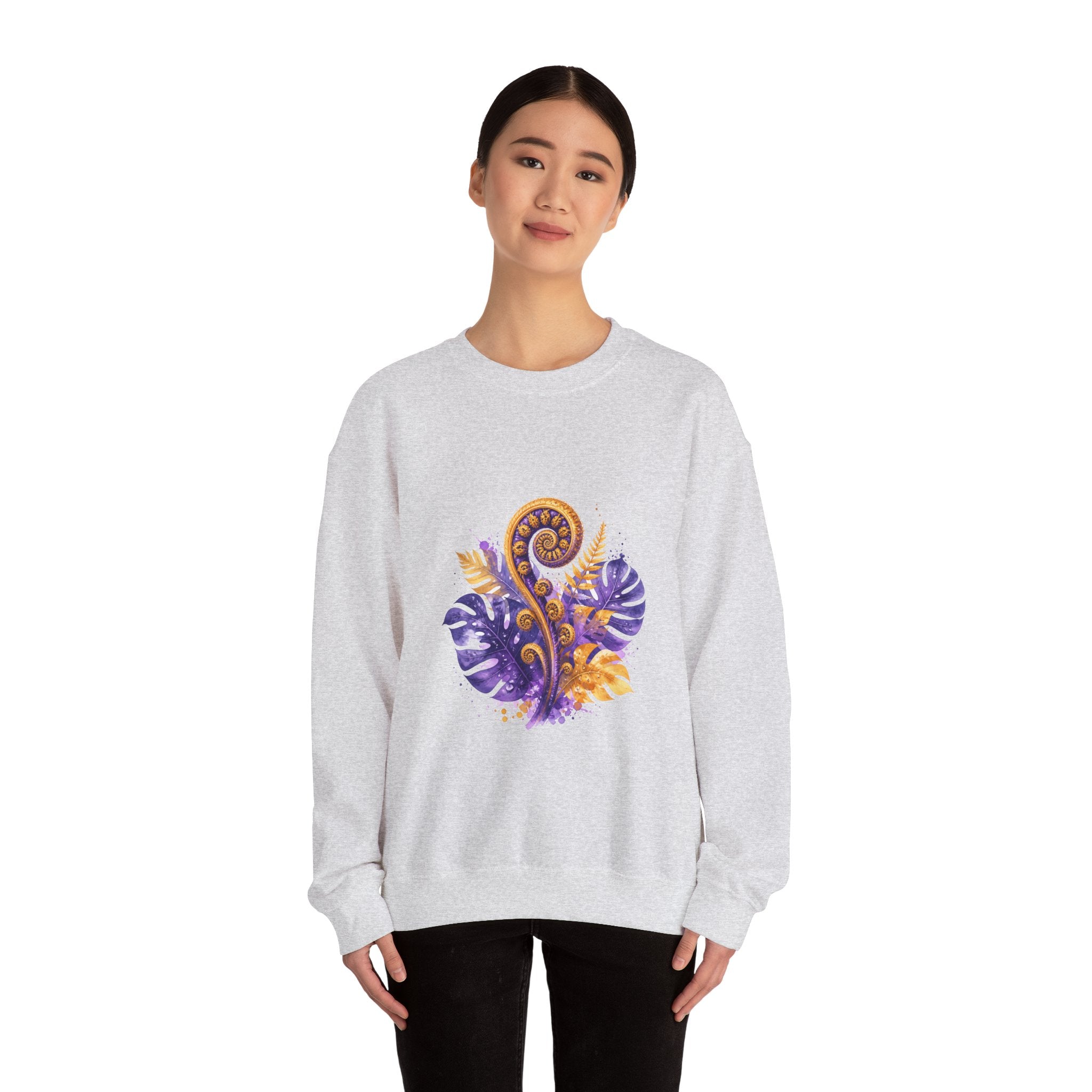 Matching Couple Sweatshirt - Desert & Rainforest Matching Couple Crewneck Sweatshirt Watercolor Art His Hers Engagement Gift - Design B