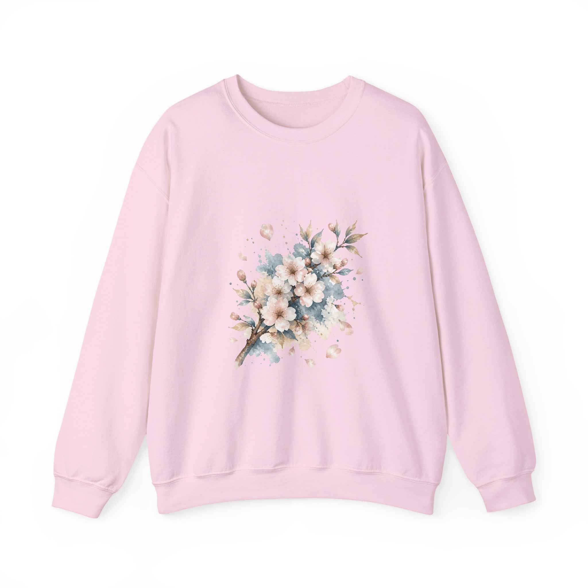 Matching Couple Sweatshirt - Cherry Blossom & Maple Leaf Matching Couple Crewneck Sweatshirt Watercolor Art His Hers Engagement Gift - Design A