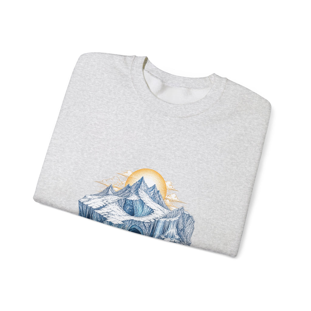 Matching Couple Sweatshirt - Volcano & Glacier Matching Couple Crewneck Sweatshirt Hand-Drawn Art His Hers Best Friend Gift - Design B