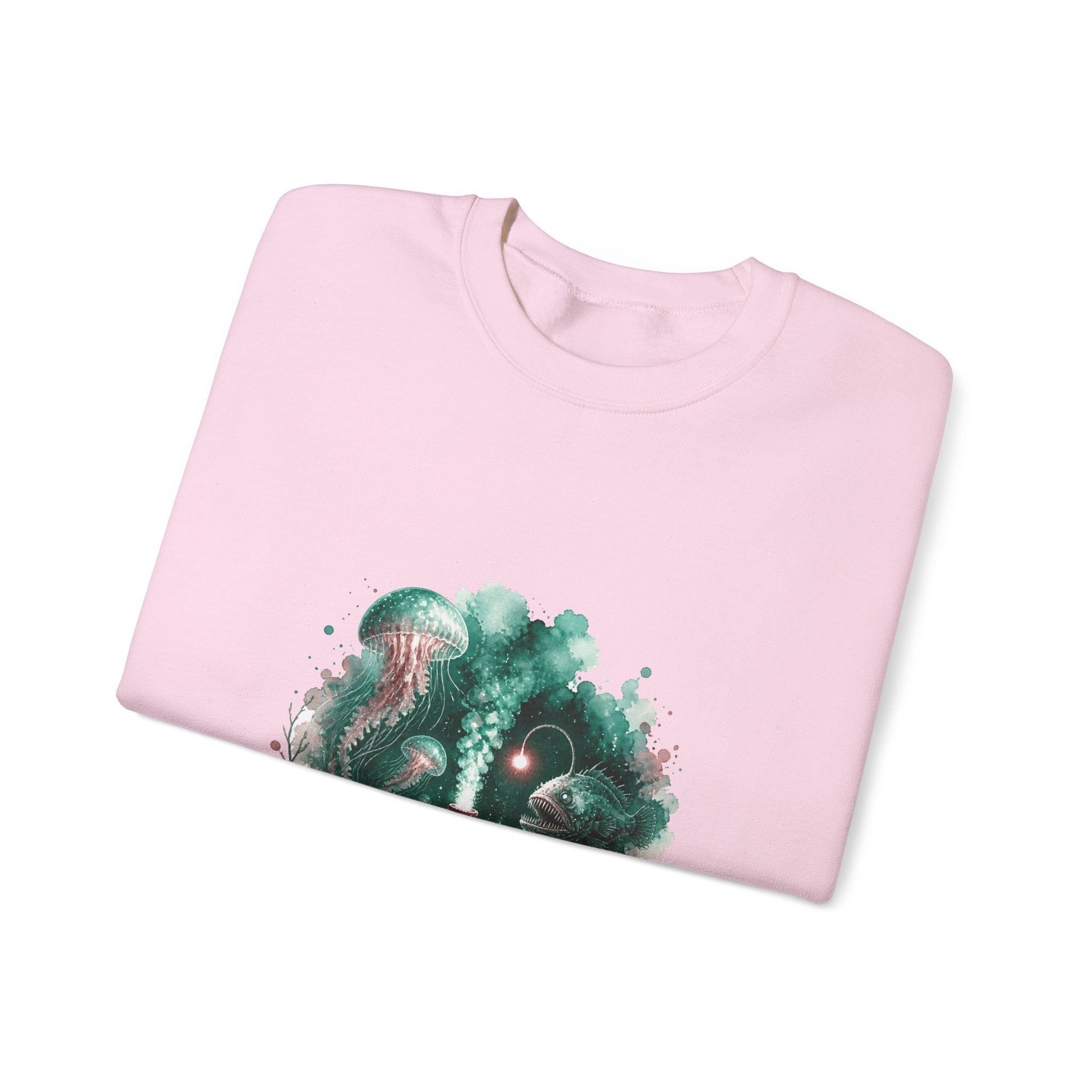 Matching Couple Sweatshirt - Coral Reef & Deep Sea Matching Couple Premium Fleece Sweatshirt Watercolor Art His Hers Birthday Gift - Design B