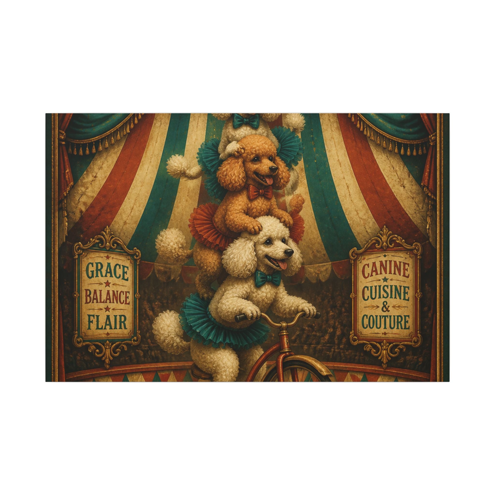 Poodle Stack Bicycle Wall Art Canvas 16×20 Baroque Home Office Decor Maximalist Print