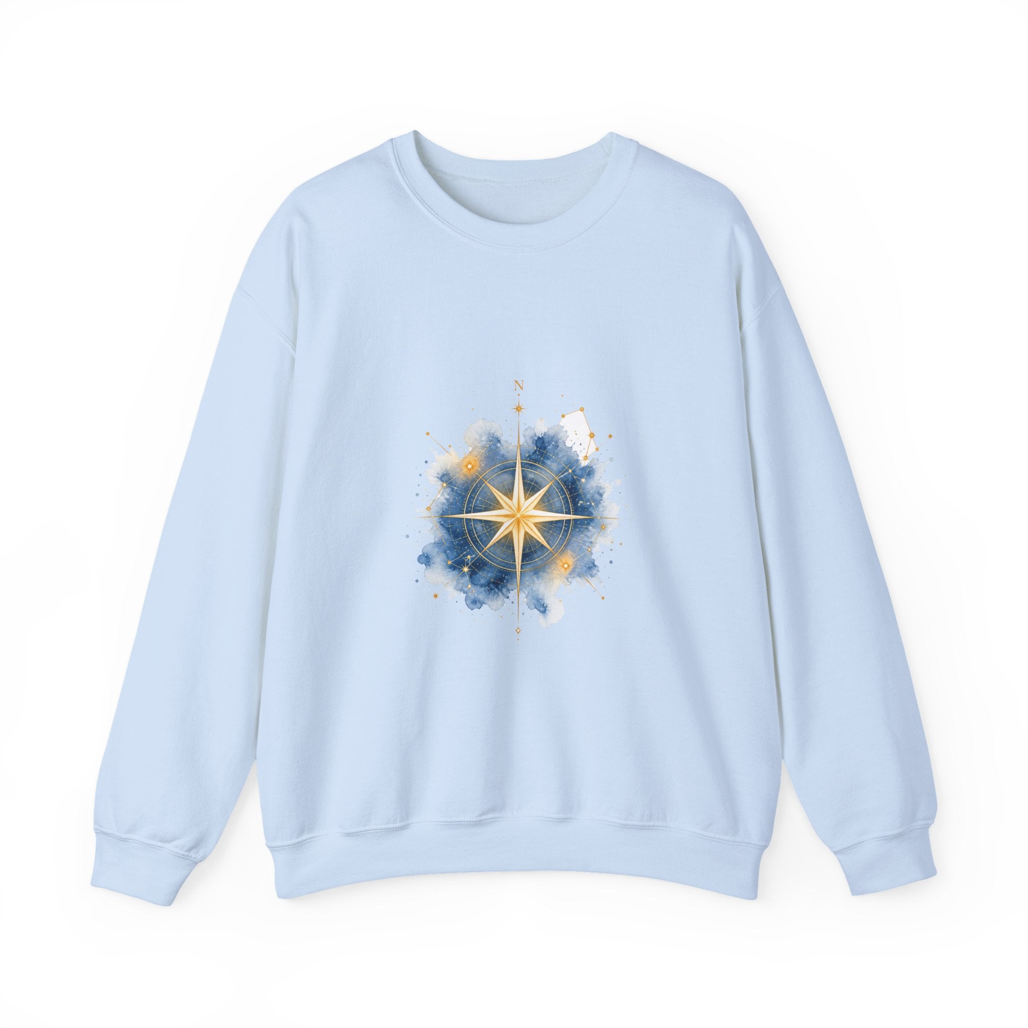 Matching Couple Sweatshirt - Shooting Star & North Star Matching Couple Comfort Colors Crew Watercolor Art His Hers Birthday Gift - Design B
